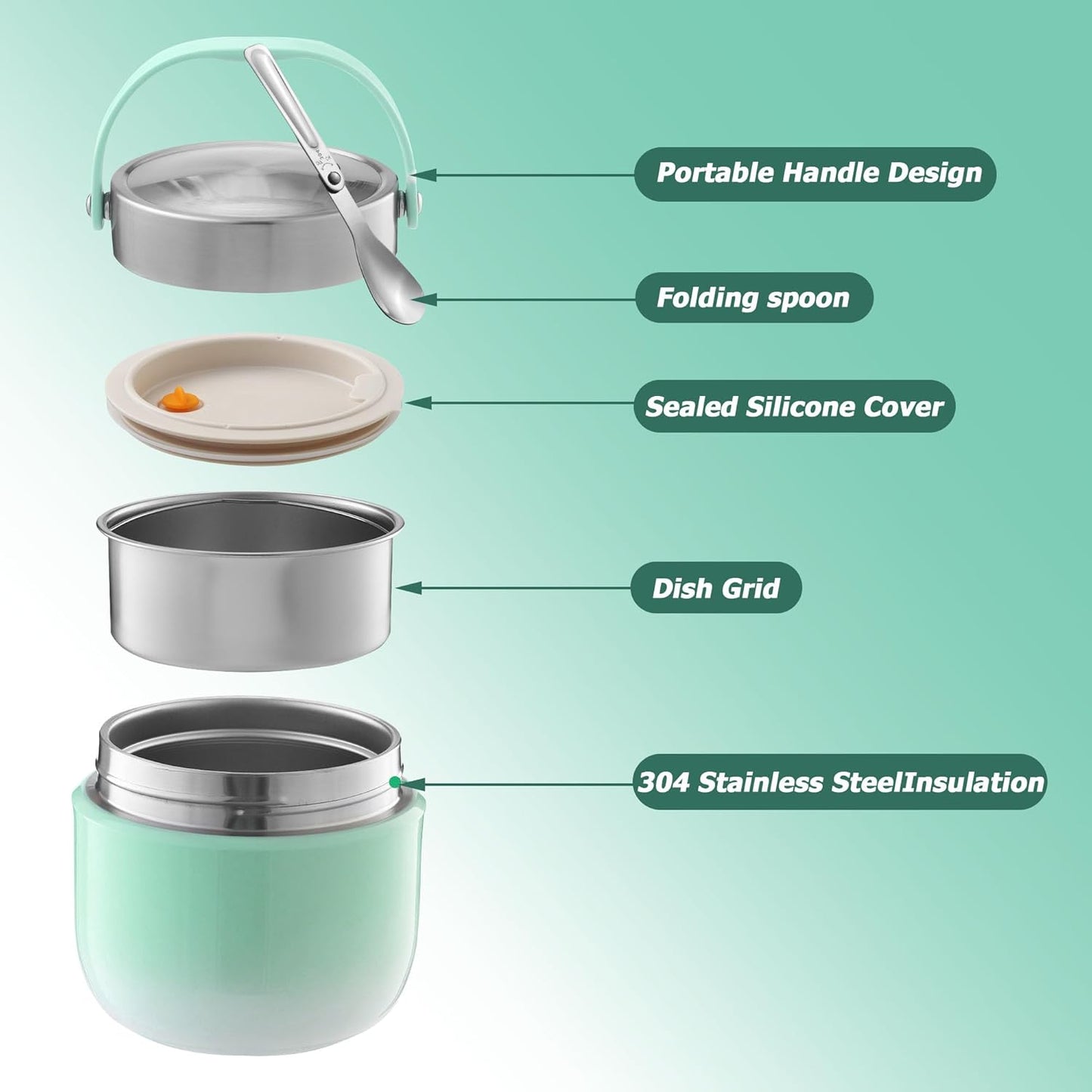 Thermobehälter für Essen, Grün