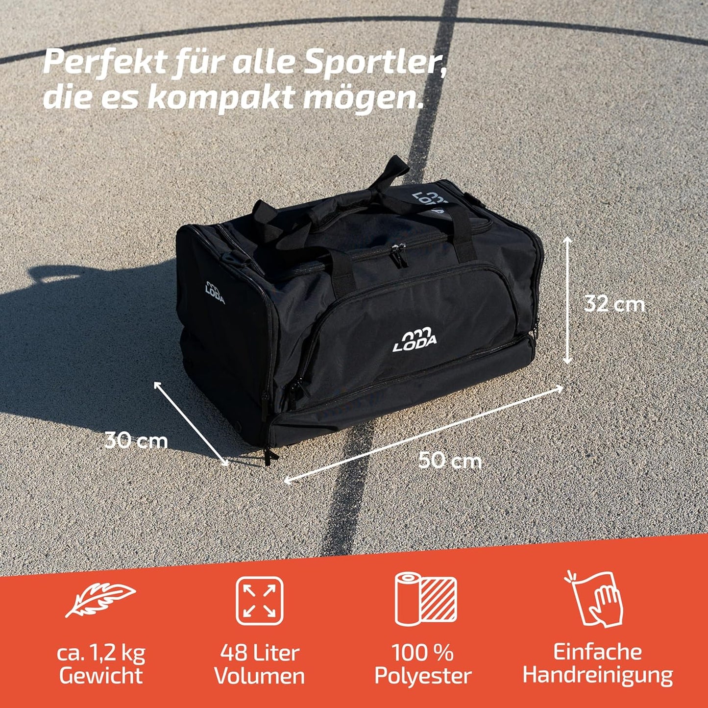 Multifunktions-Sporttasche mit Rucksackfunktion, 48L