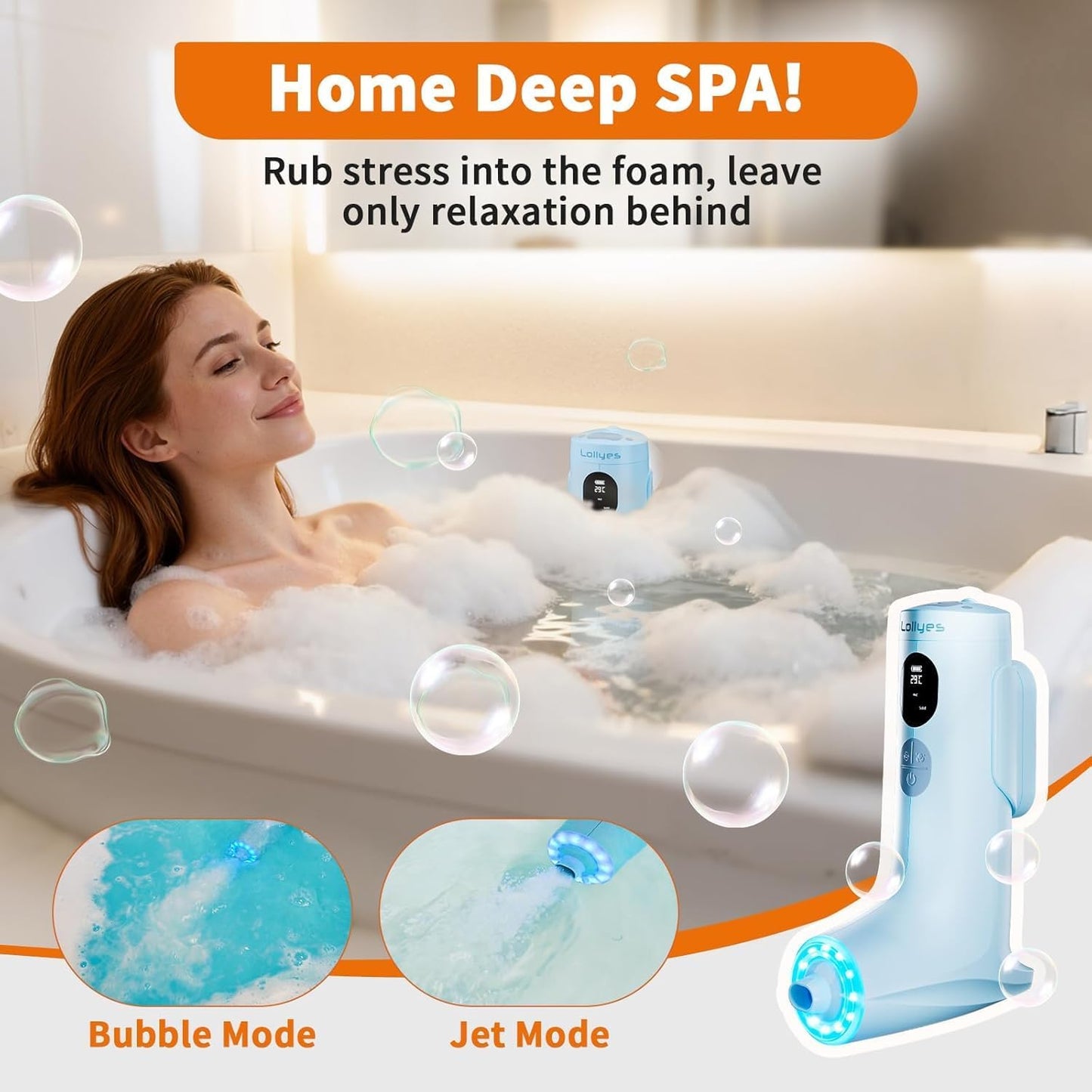 Bath‑Jet‑Spa mit Jet/Blubber Modus, Blau