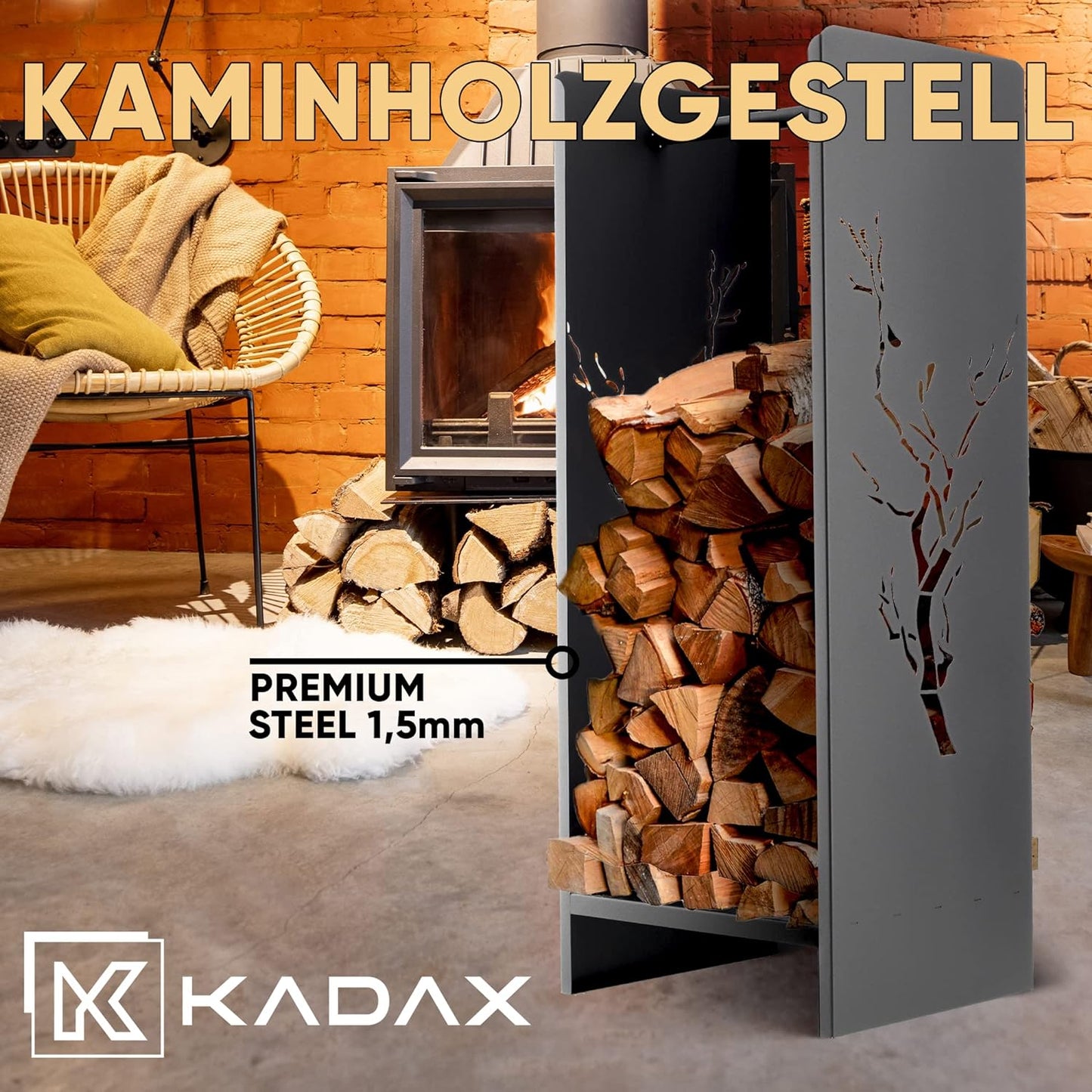 Kaminholzgestell, 30 x 35 x 90 cm Premium