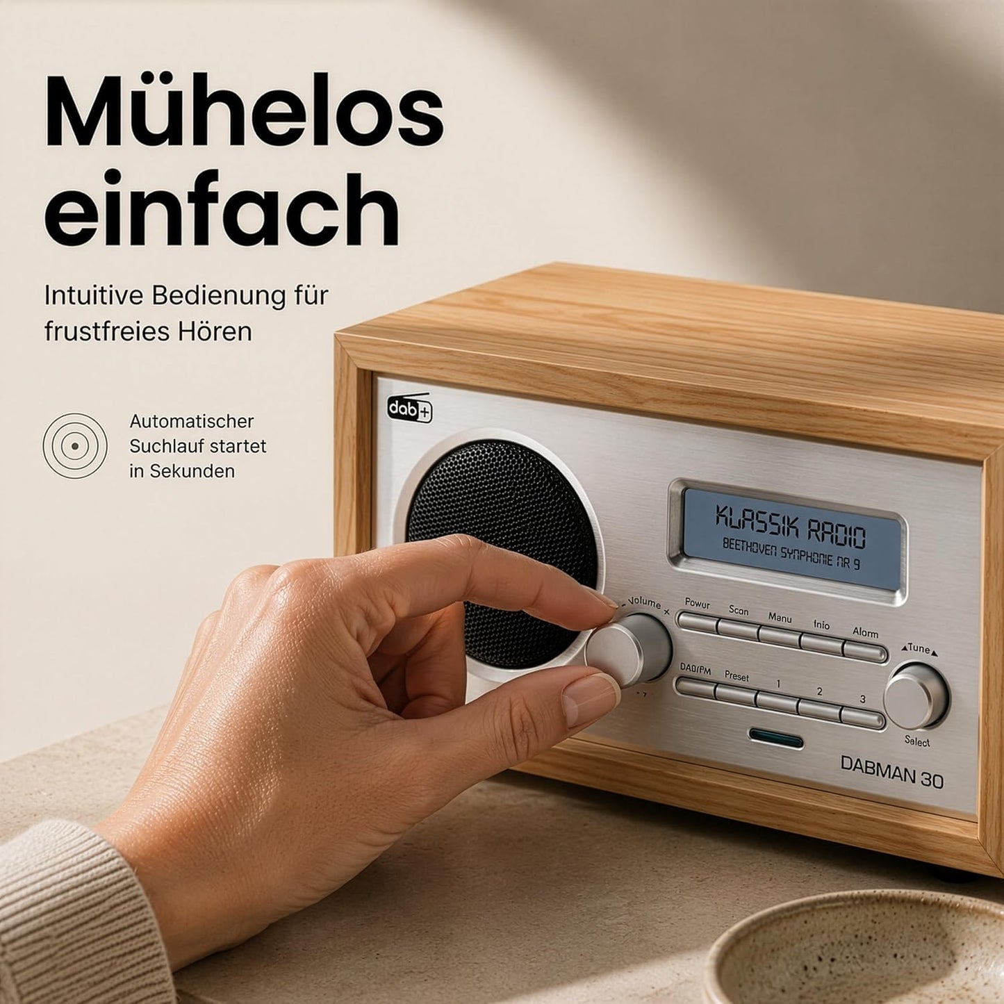 DAB+ Küchenradio mit Aux In, rückseite Braun