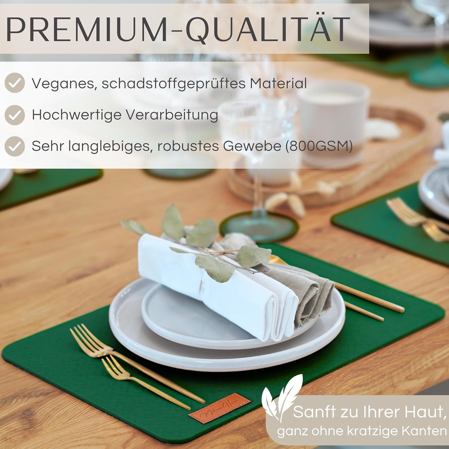 6er-Set Tischsets, Dunkelgrün 6er Set