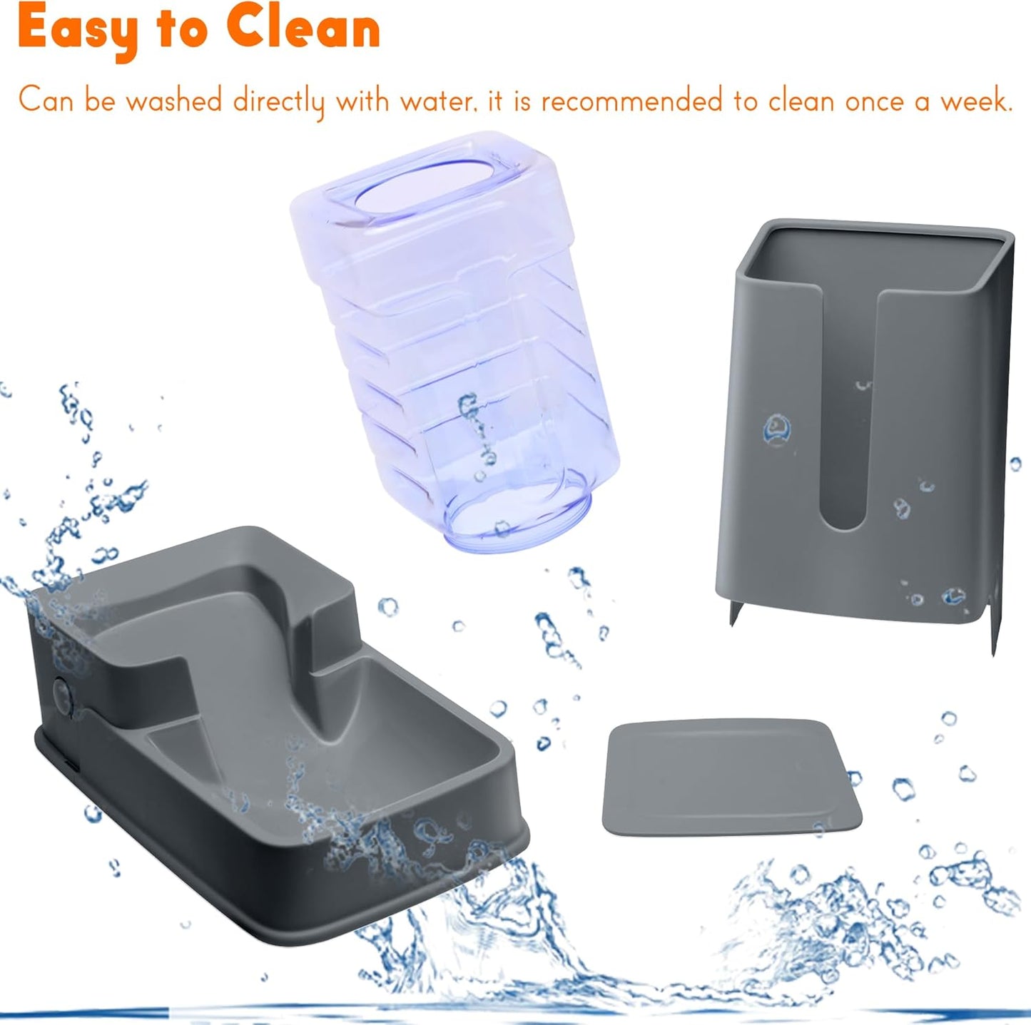 Automatisches Futter- und Wasserspender-Set für Haustiere, Grau dunkel