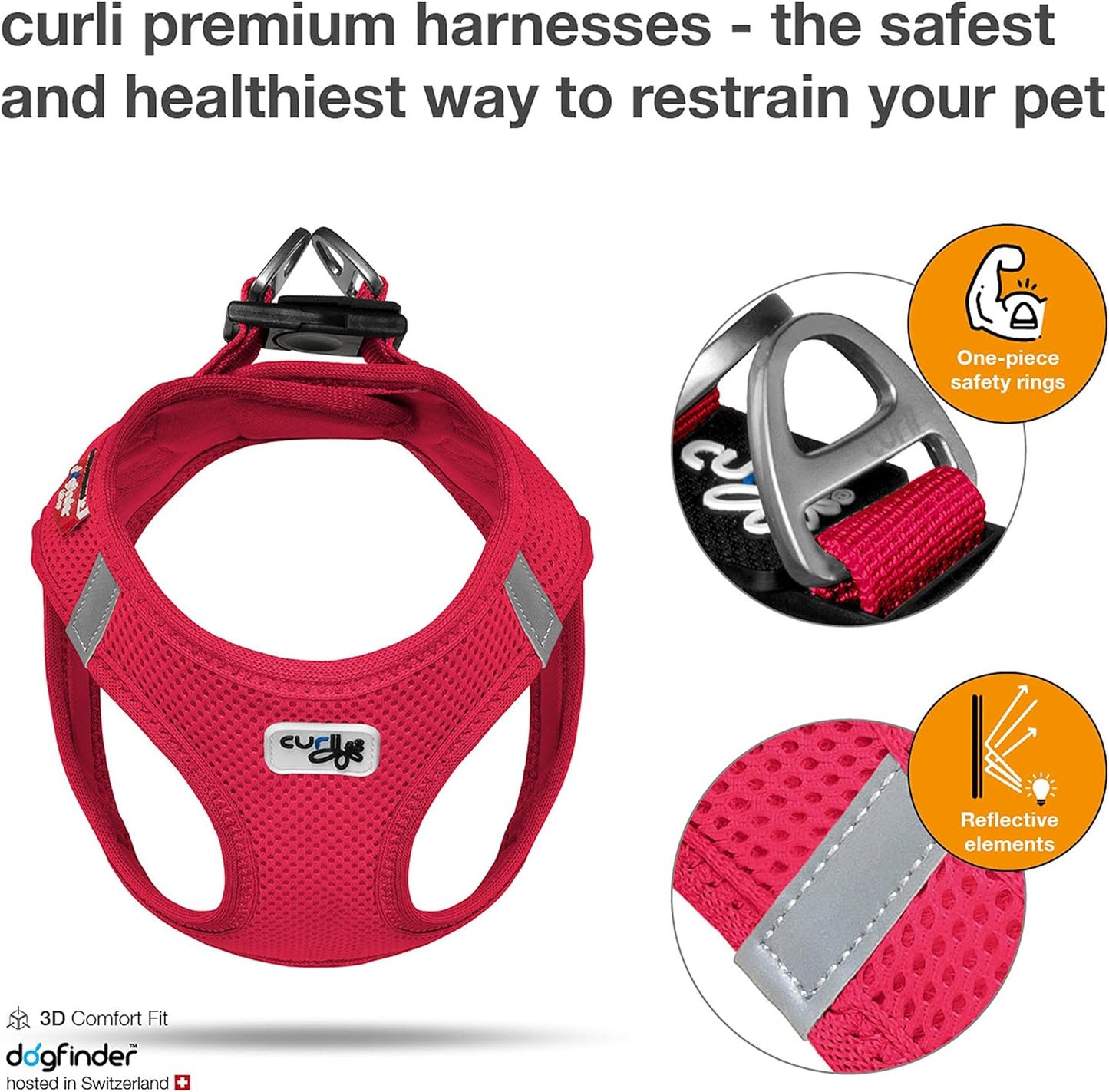 Hundegeschirr Vest Harness, ohne curli D-Ring Buckle, XL, Rot