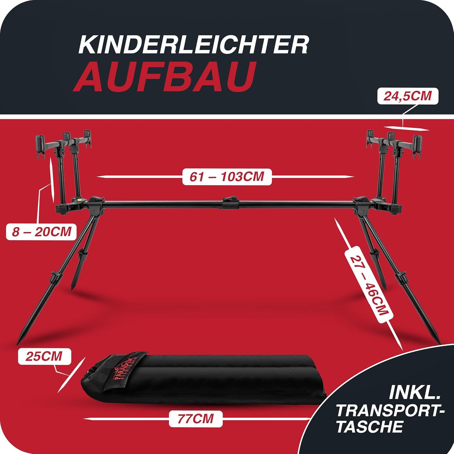 Rod Pod für 3 Ruten, flexibel verstellbar