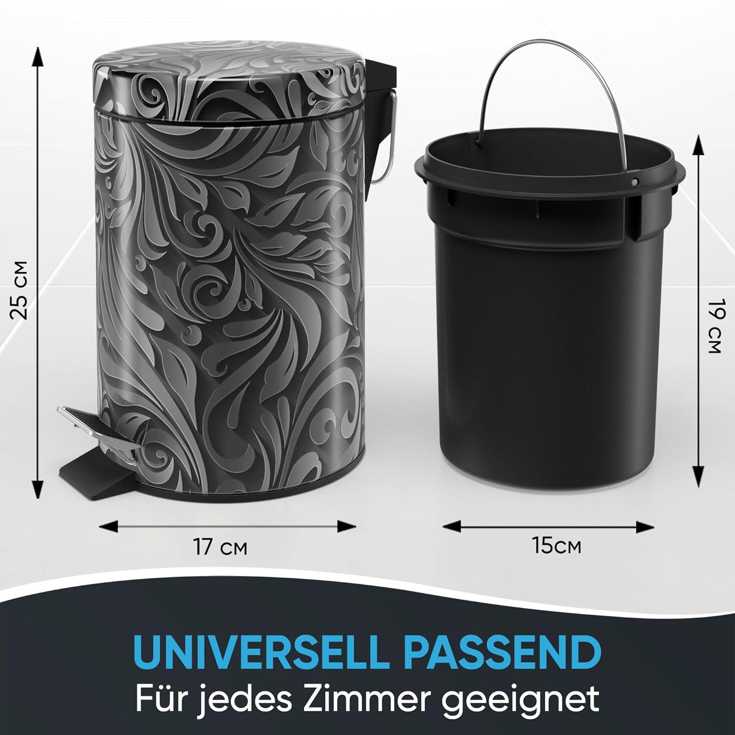 Kosmetikeimer mit Absenkautomatik, Schwarz