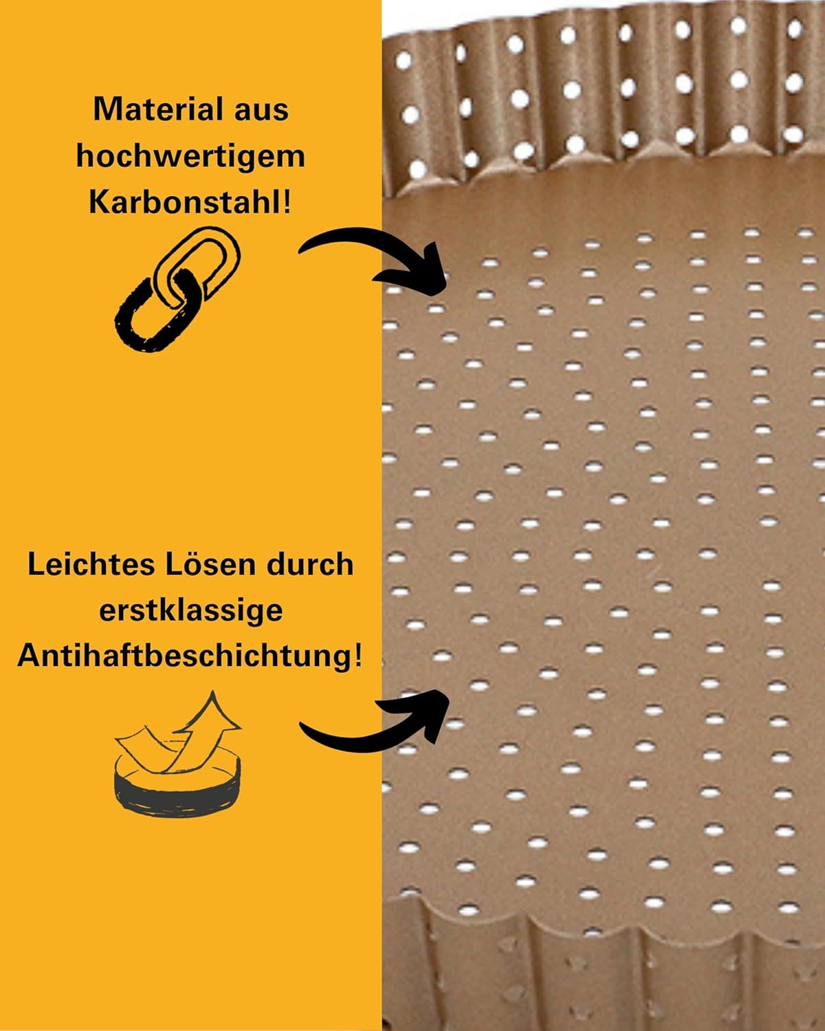 Perforierte Quiche- und Tarteform mit Hebeboden, 30 cm