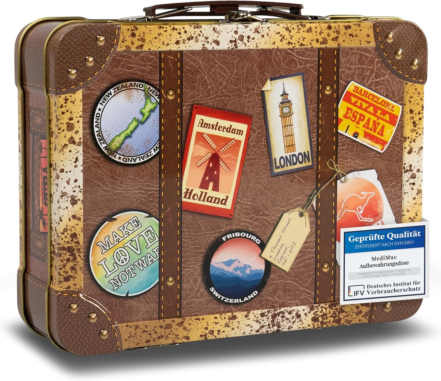 Reisekoffer Vintage Blechdose, Retro Koffer