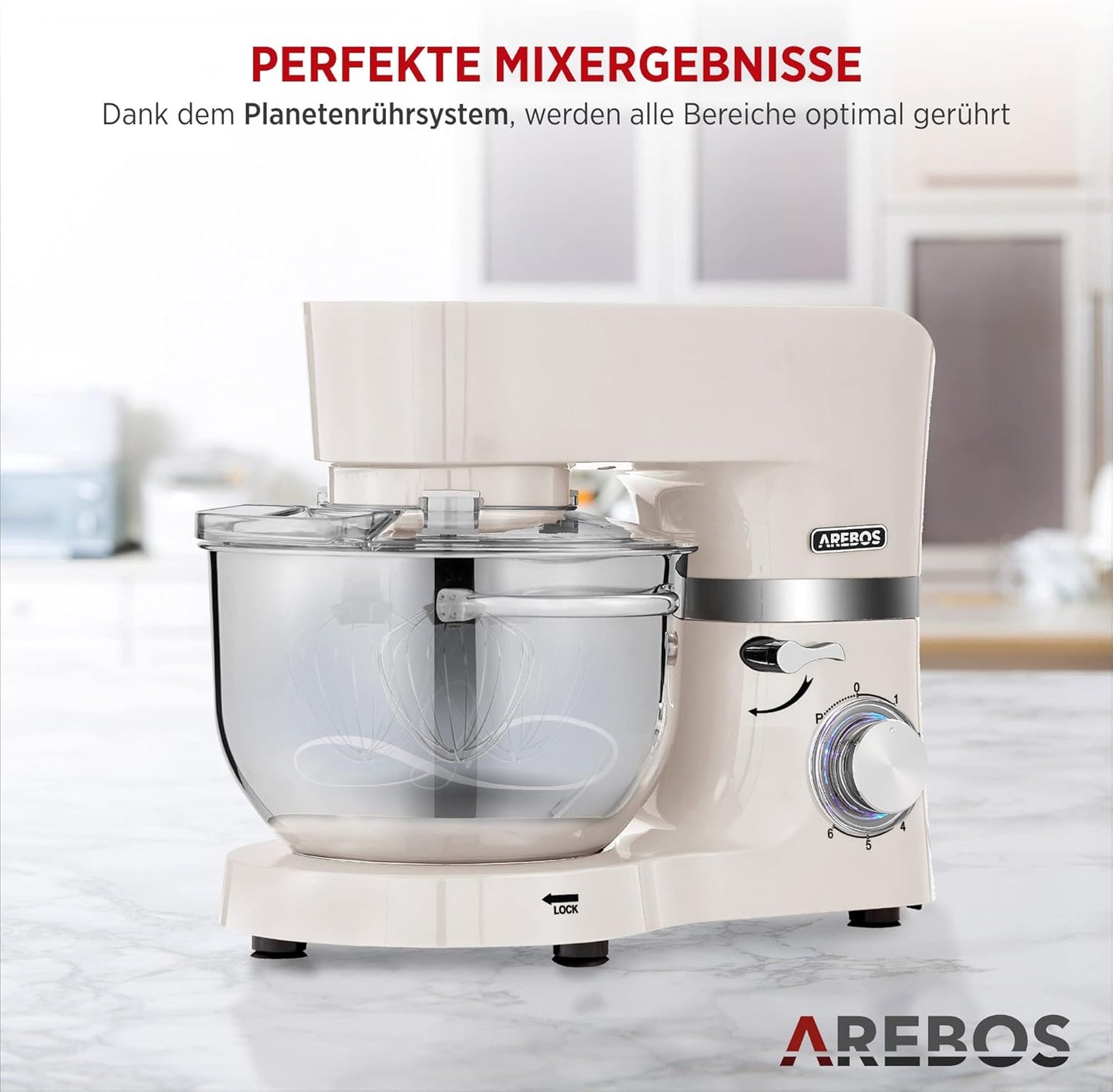 Küchenmaschine mit 2 Rührschüsseln, Creme