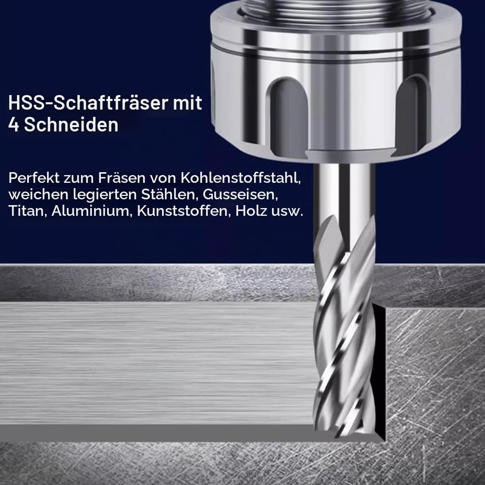 HSS Schaftfräser Set, 10 Stück, 2-12 mm, 10 Pieces-2/3/4/5/6/7/8/9/10/12mm