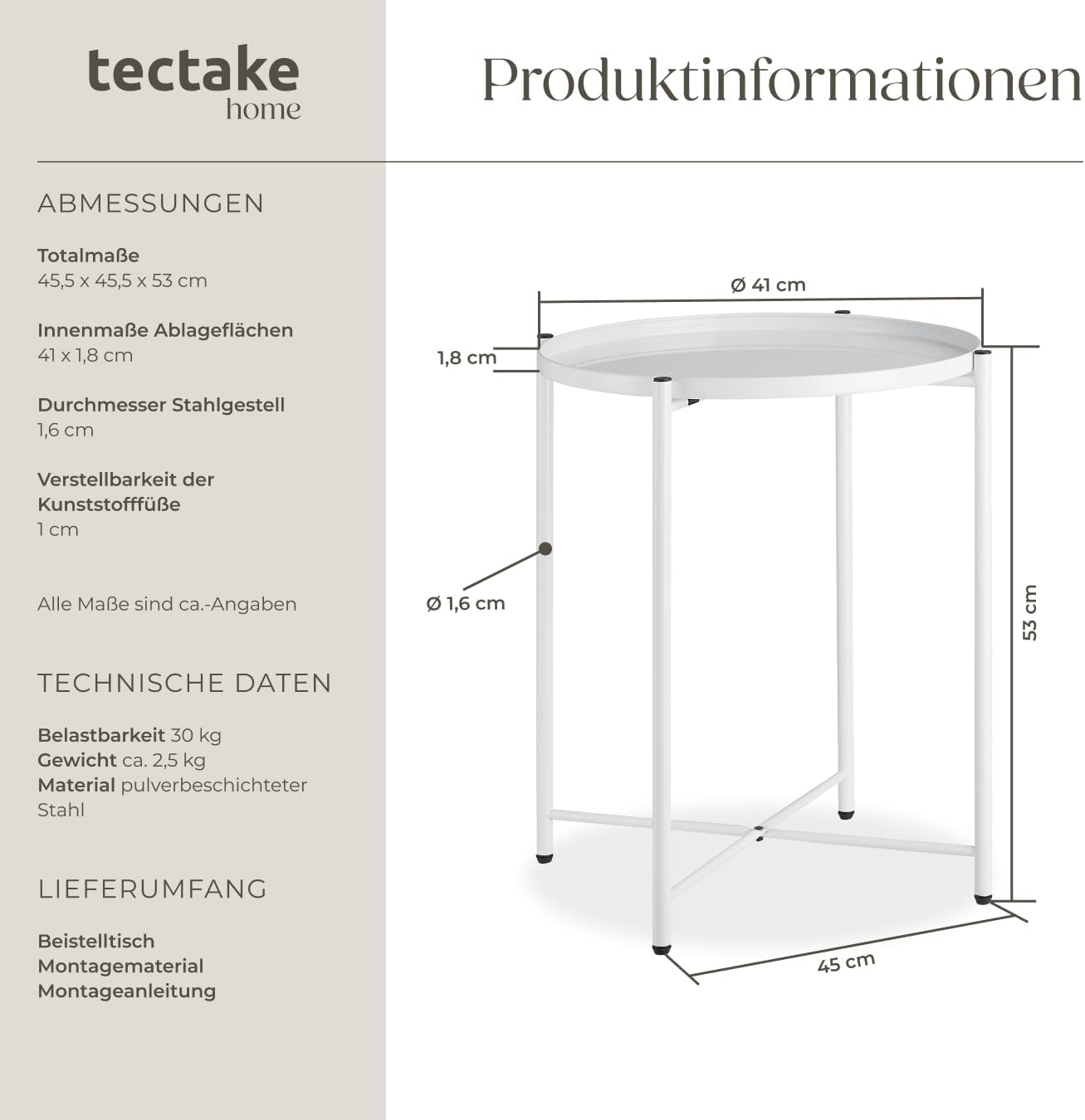 Chester Beistelltisch, Weiss Chester