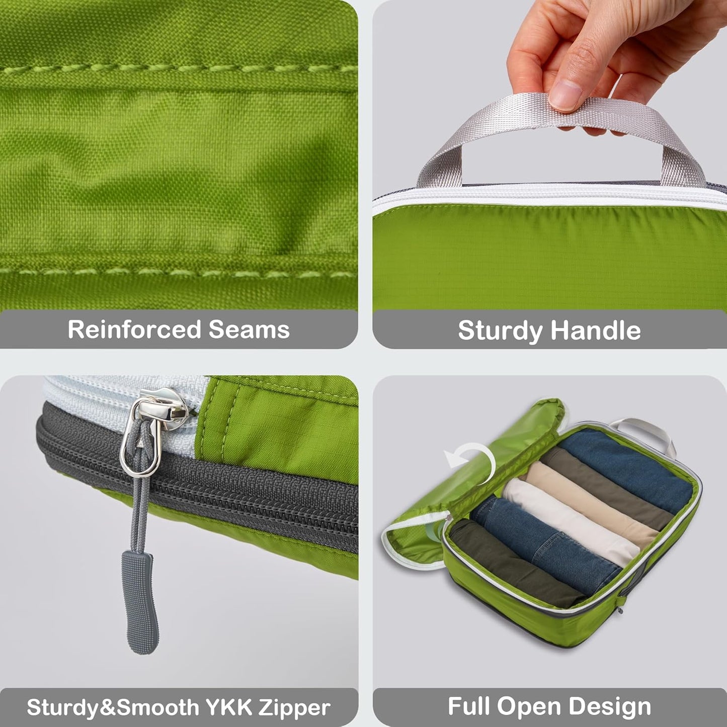 Kompressions-Packing-Cubes Set, 6PCS Grün