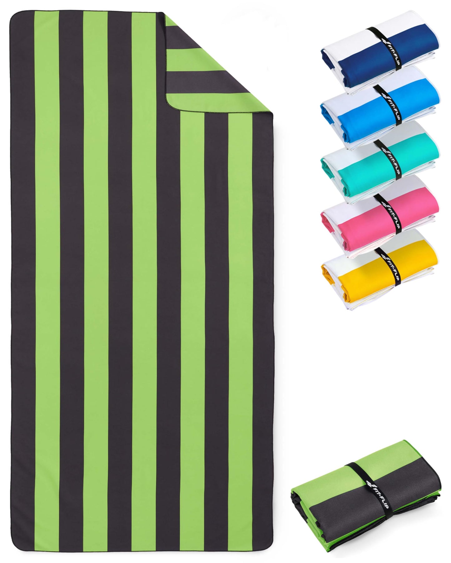 Schnelltrocknendes Strandhandtuch, 160cm x 90cm 08 Grün - Dunkelgrau