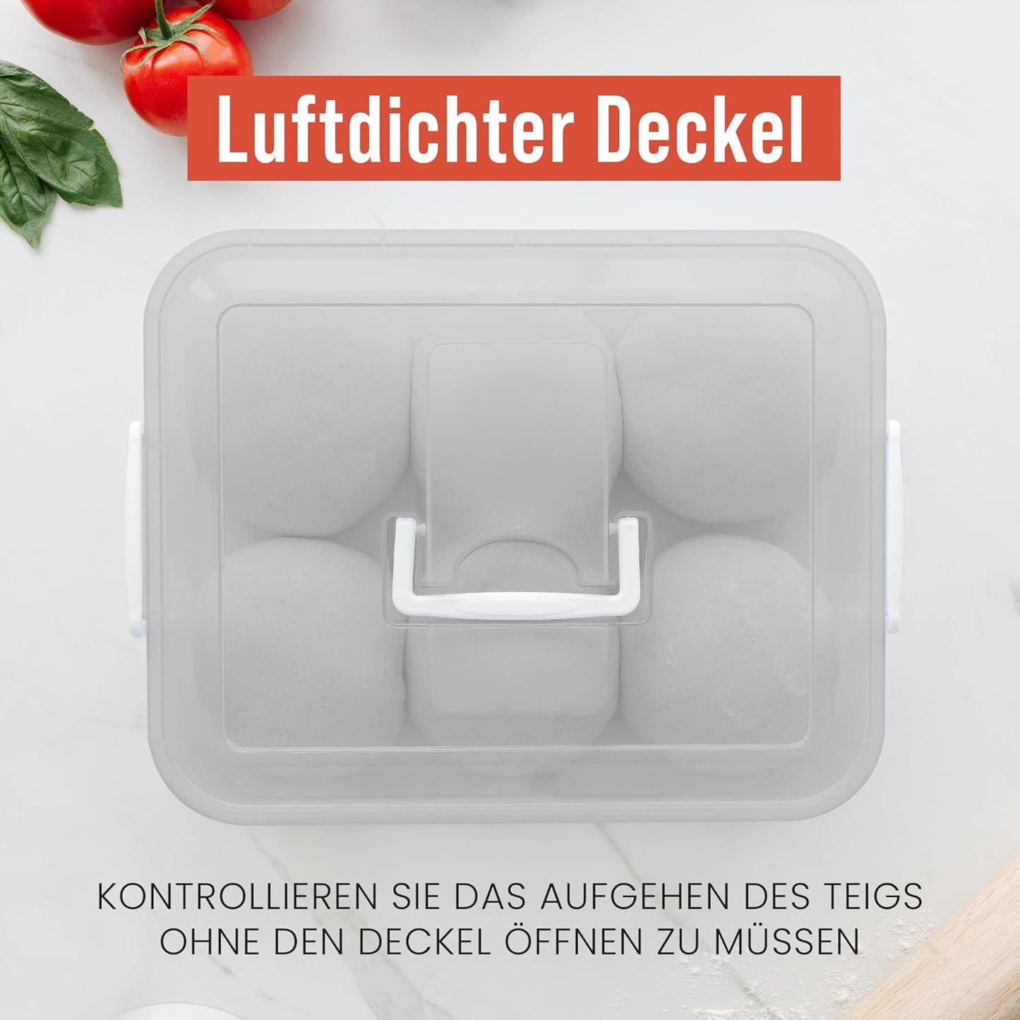 Pizzateigbehälter mit Deckel, Grau 35,6 x 27,9 cm