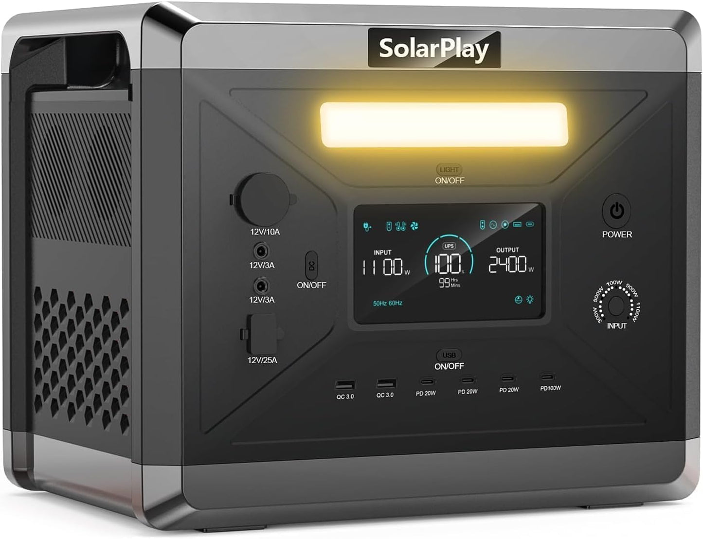 Tragbare Powerstation 2400W mit UPS und Schnellladung, 2400W