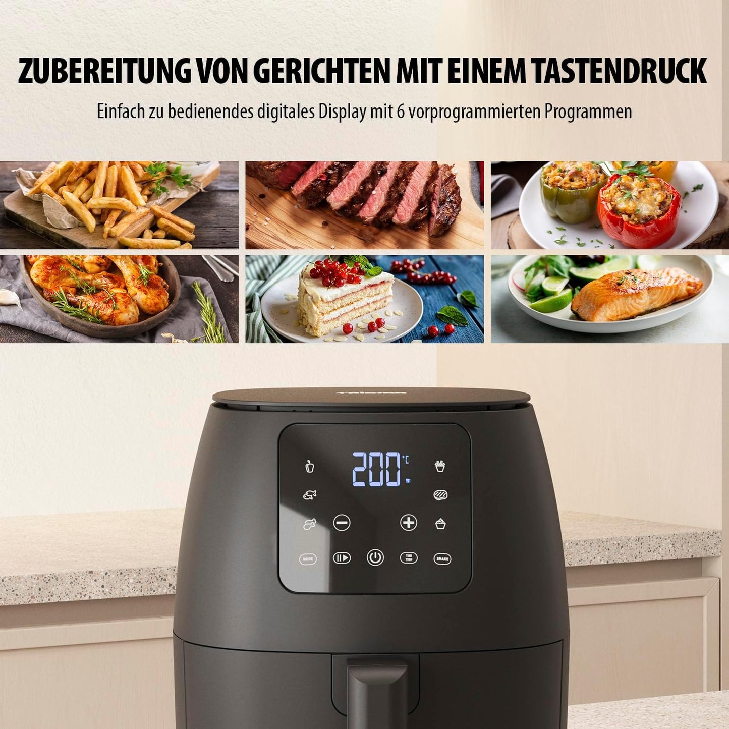 Mini-Digital-Heissluftfritteuse, 2L