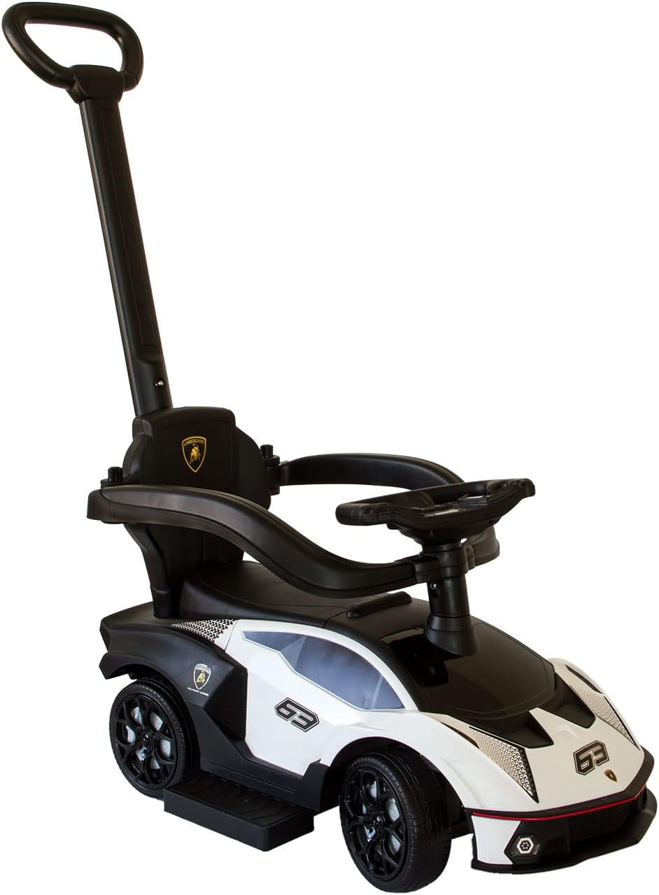Rutschauto mit Schiebstange, Weiss
