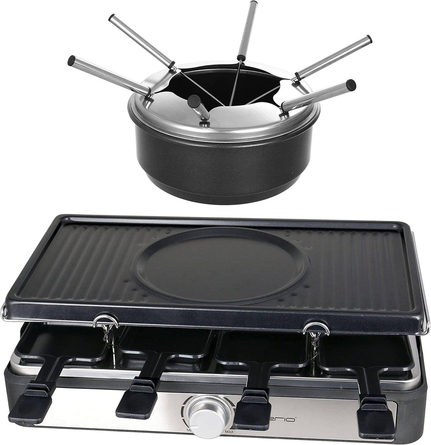 Raclettegrill,8 Pfannen,Grillplatte antihaft, inkl. Fondue