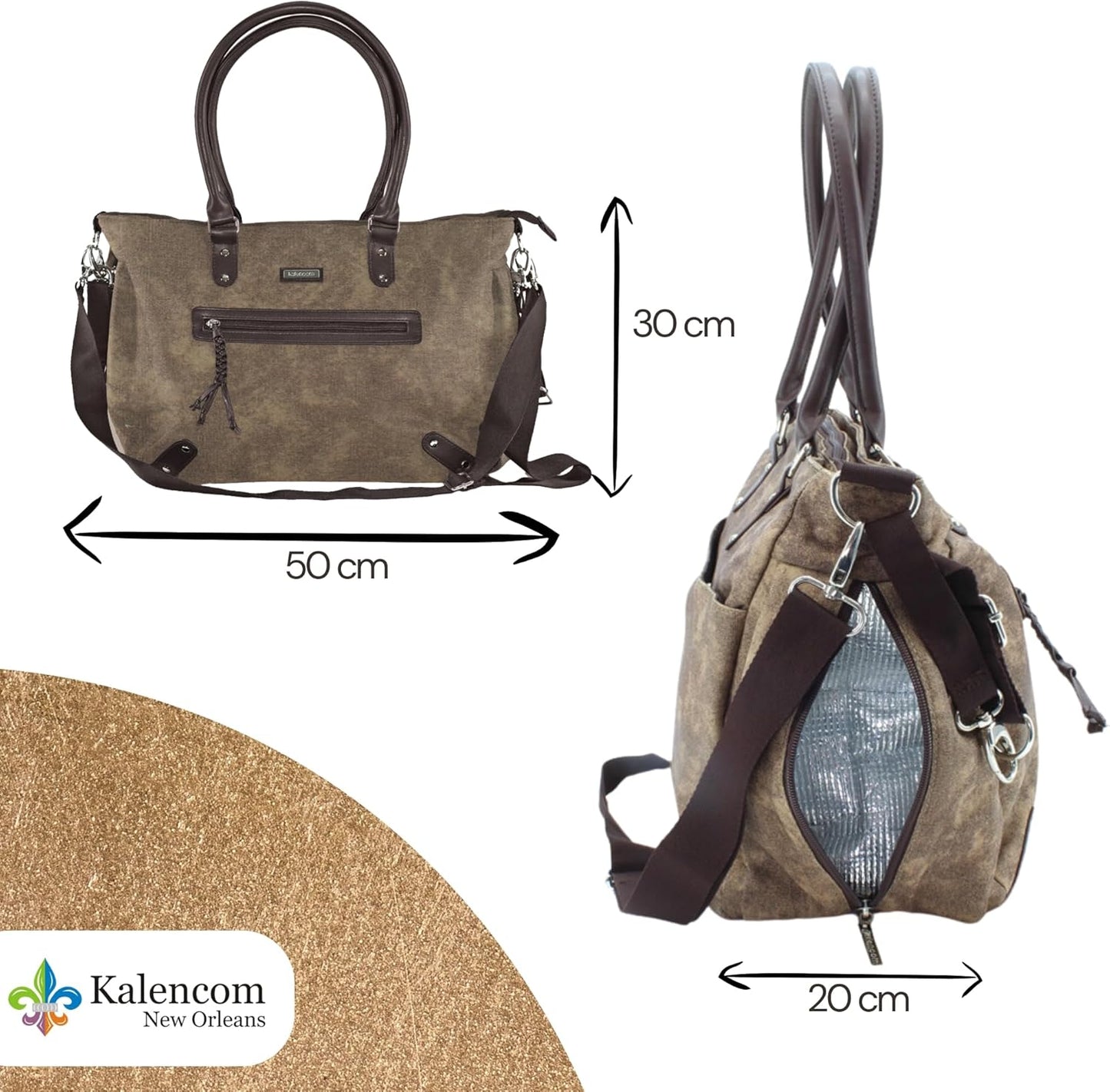 Stilvolle Wickeltasche mit Zubehör für Eltern, Braun
