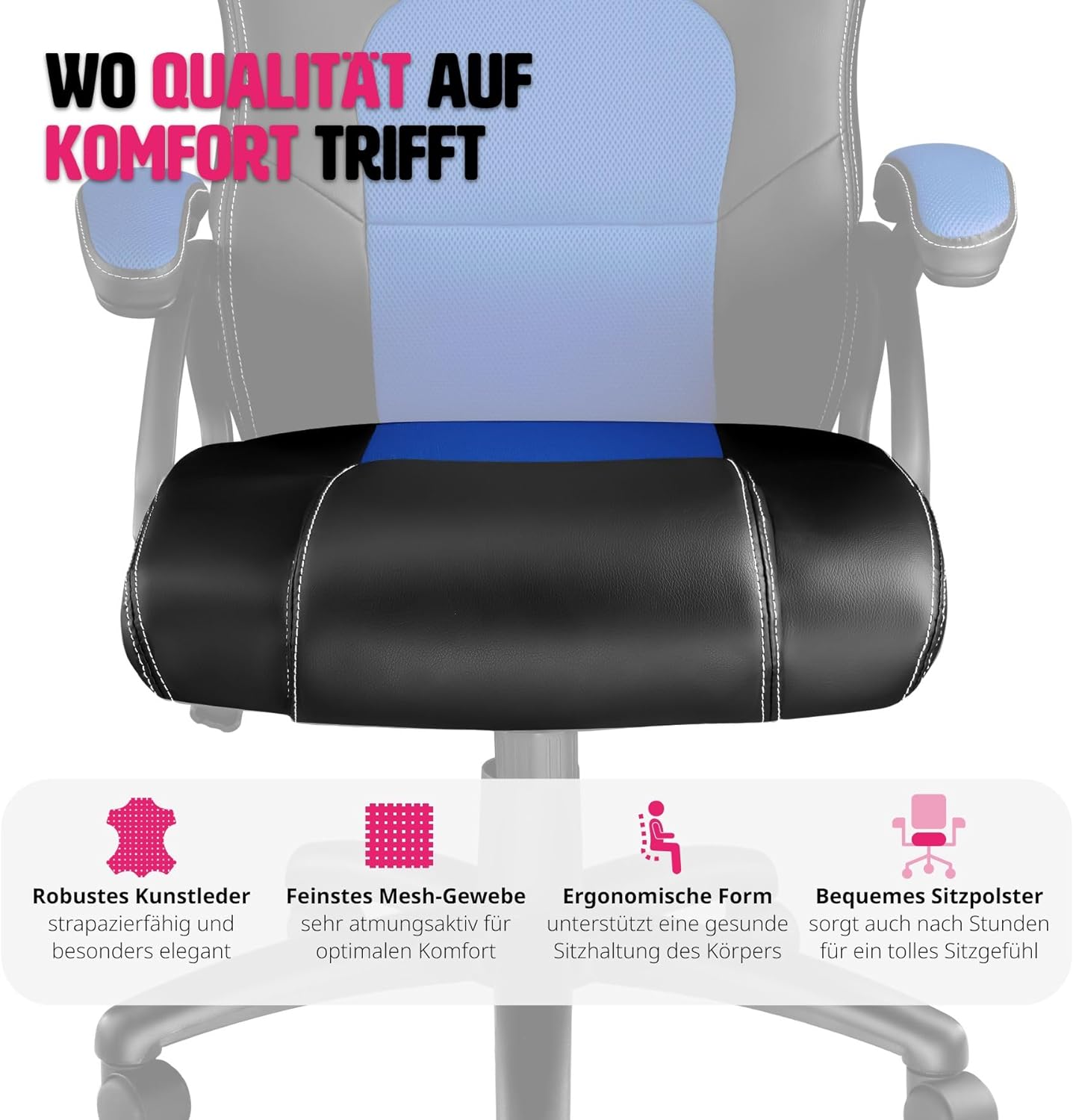 Schreibtischstuhl, Schwarz-blau