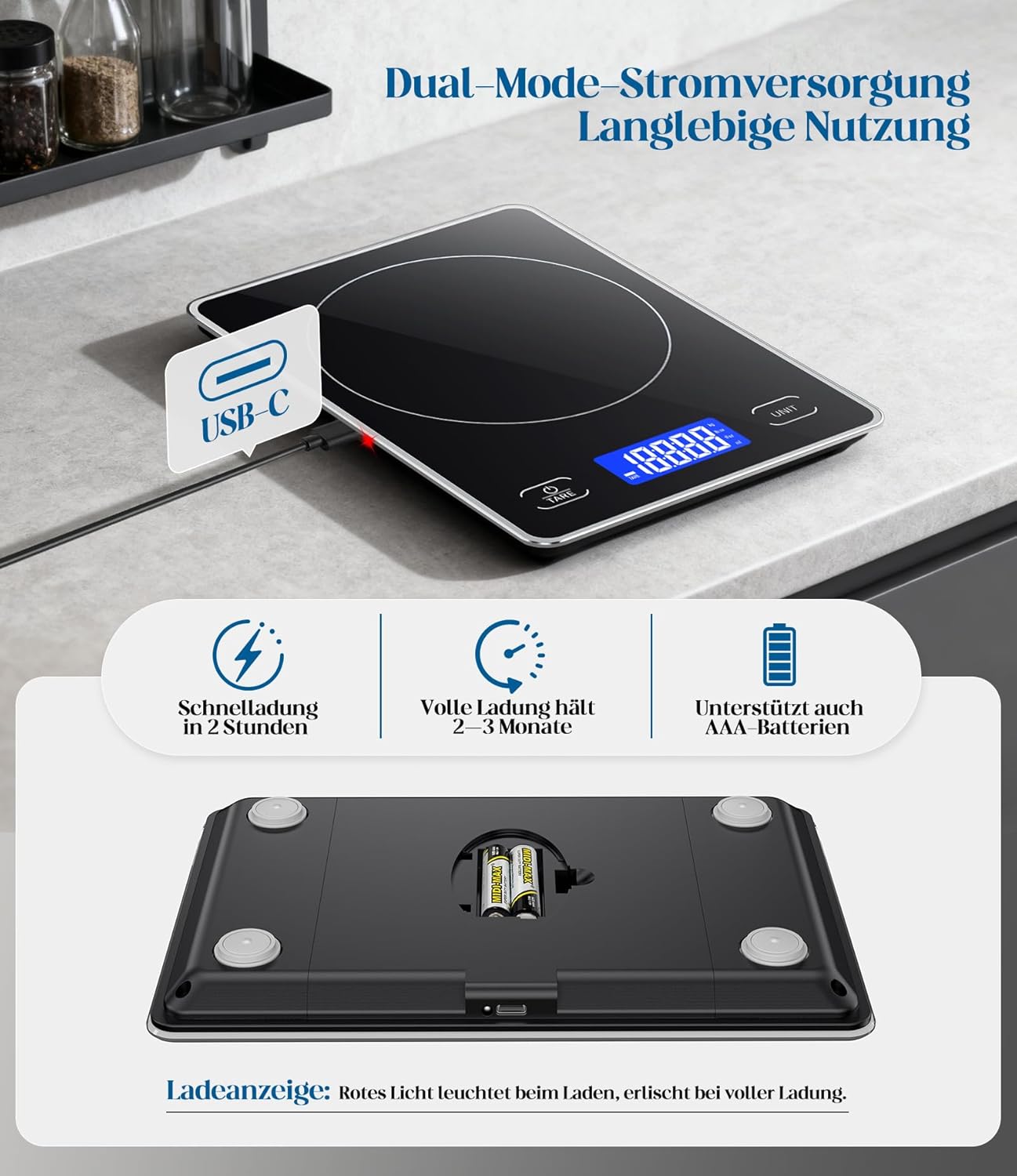 Digitale Küchenwaage, Schwarz