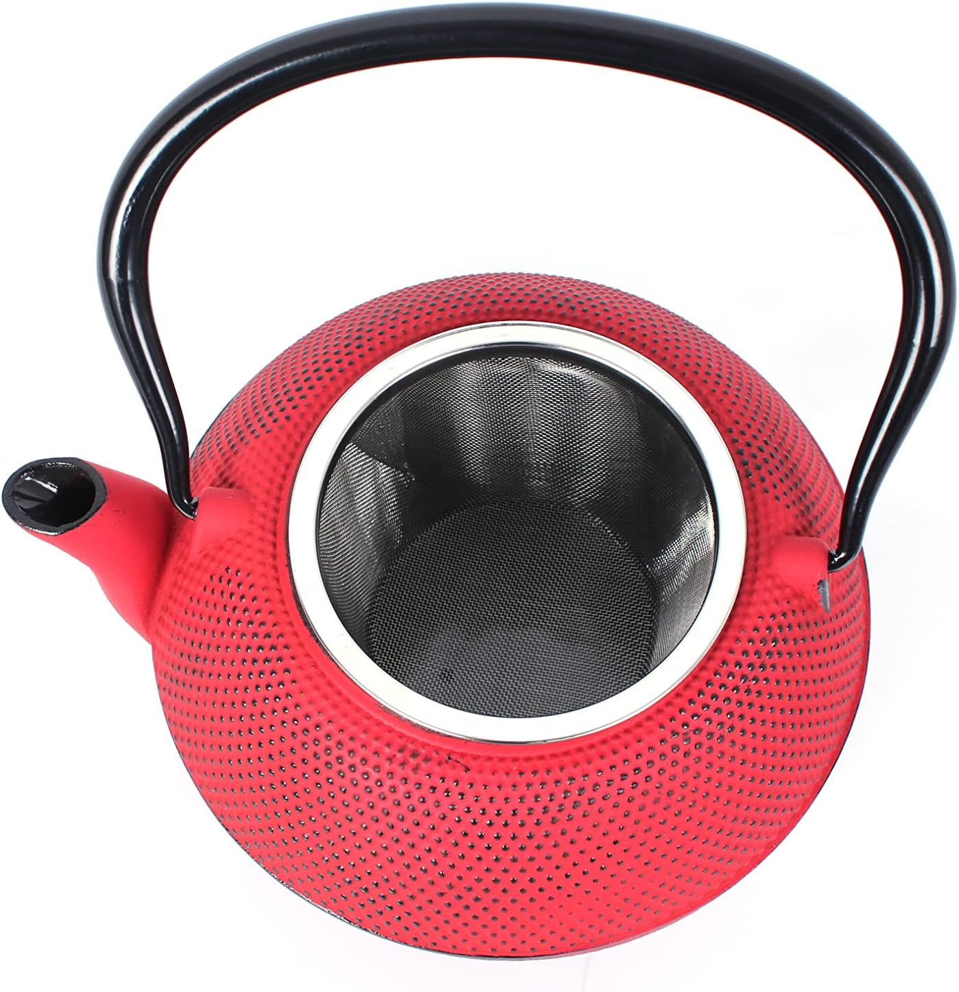 Teeservice mit abnehmbarem Sieb, Untersetzer und Becher im Vintage-Design, 1,1 L Rot