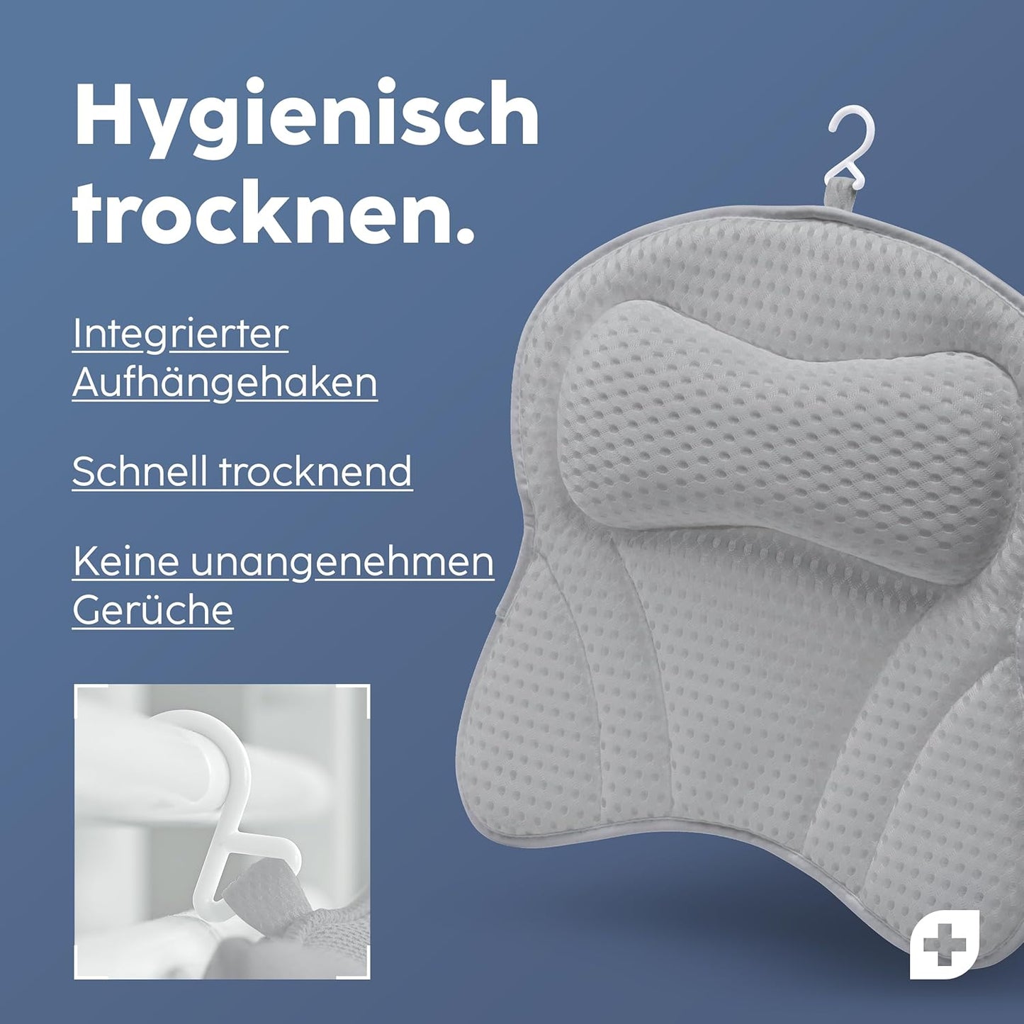 Badewannenkissen mit Saugnäpfen, Grau