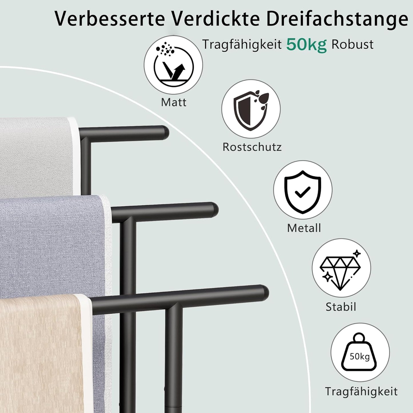 Handtuchständer mit 3 Stangen und Ablagen