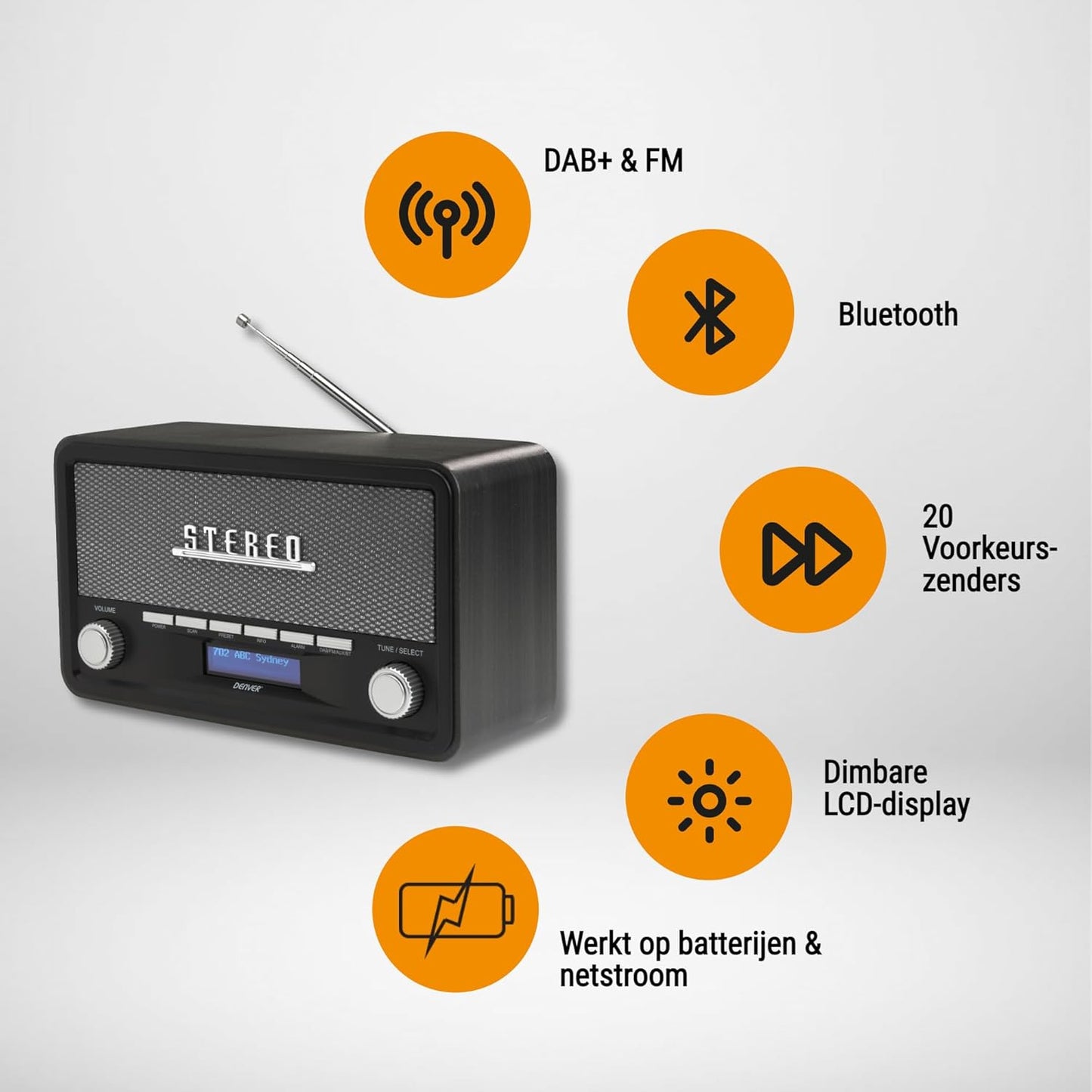 Retro DAB-18 Digitalradio mit Bluetooth & Wecker