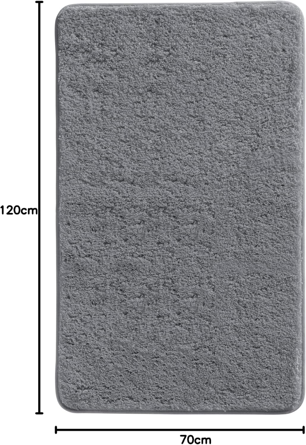Rutschhemmender Badteppich Rhodos, Anthrazit Badematte - 70x120 cm