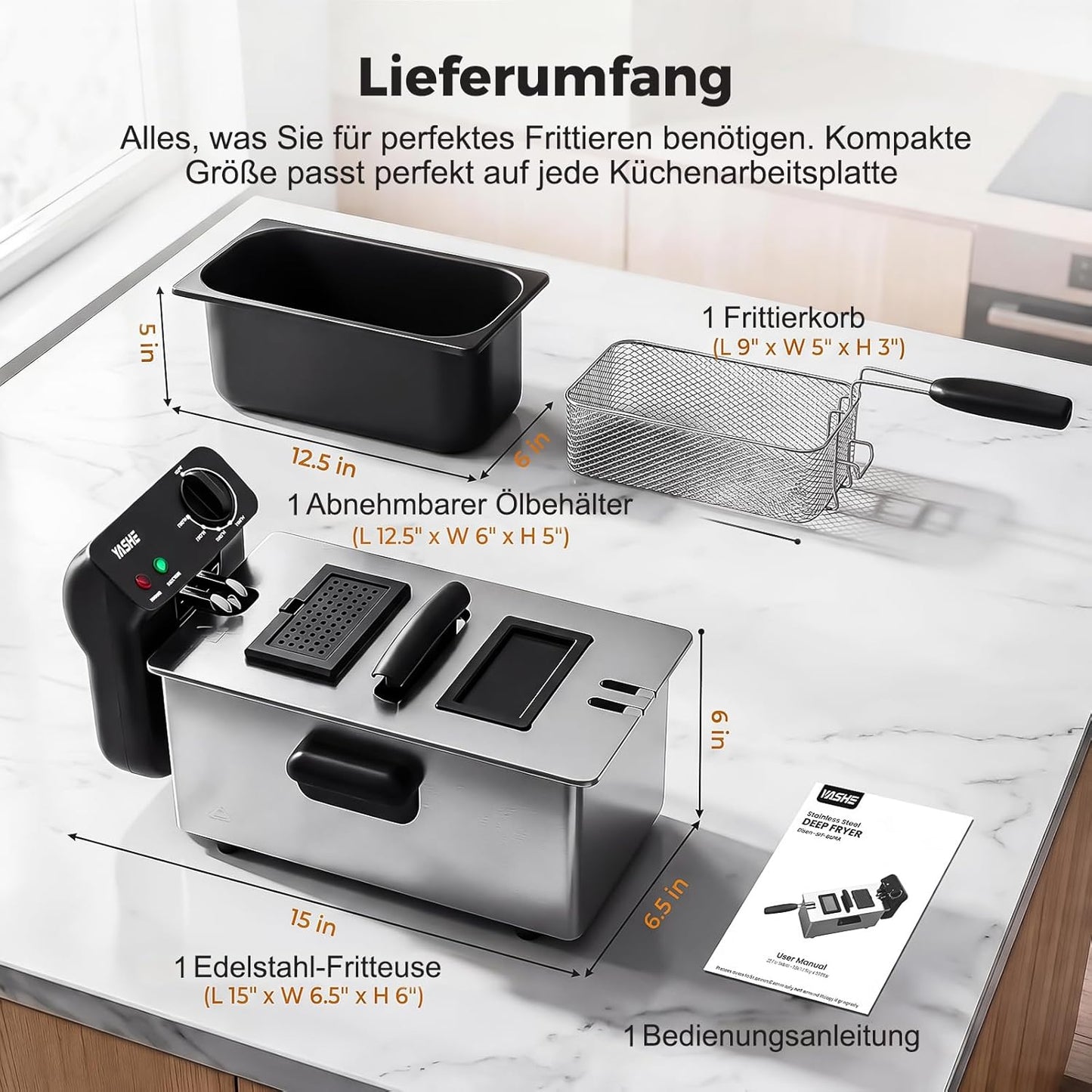 Elektrische Fritteuse mit Sichtfenster