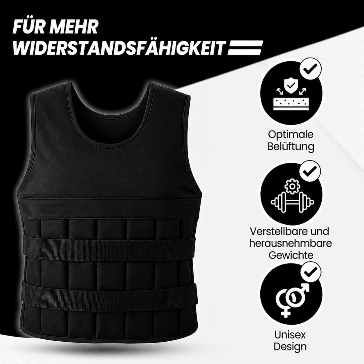Gewichtsweste für Krafttraining und Laufen, 10 kg, 10 Kilogramm