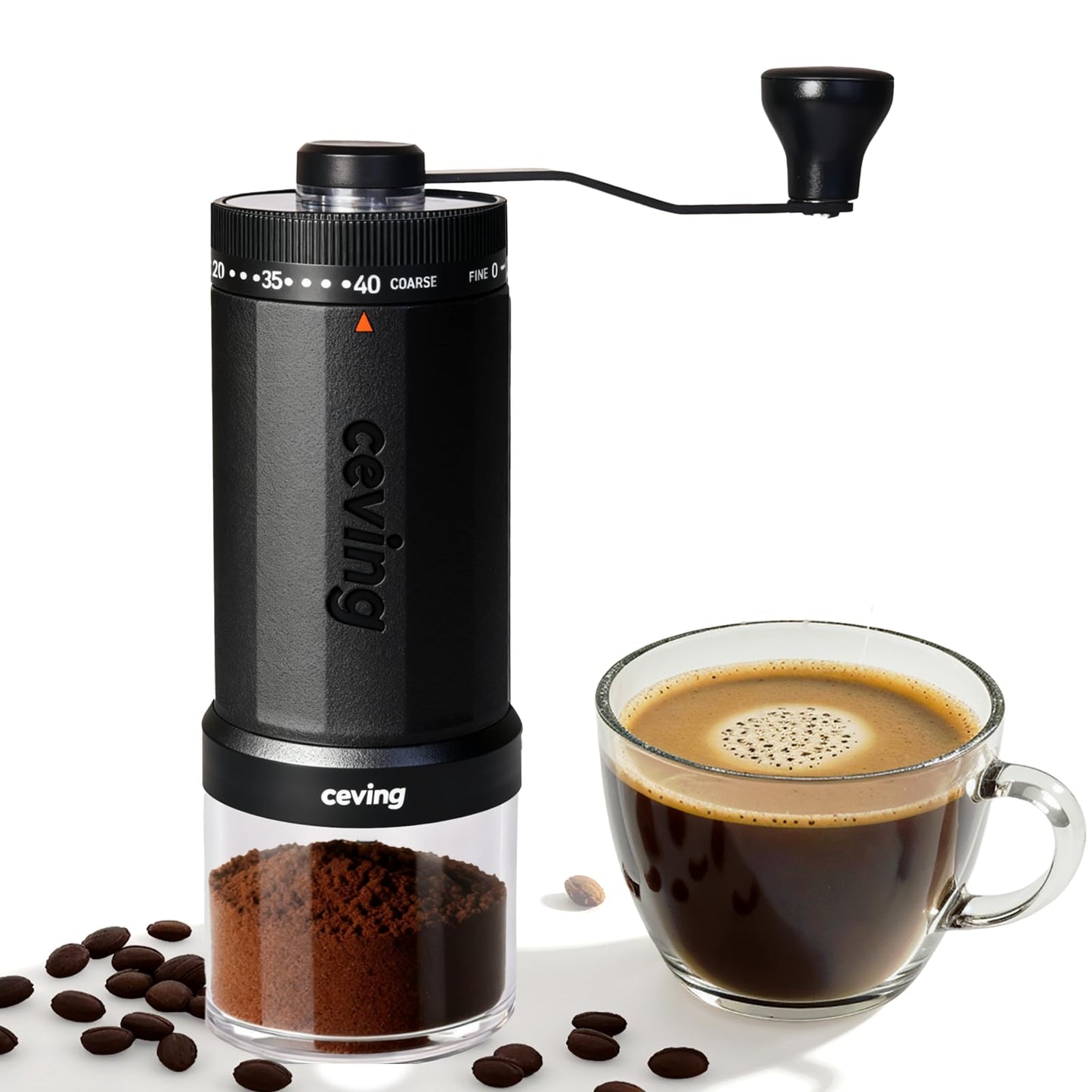 Manuelle Kaffeemühle mit 40 Mahlstufen, Modell Mega, Neues Modell–MEGA