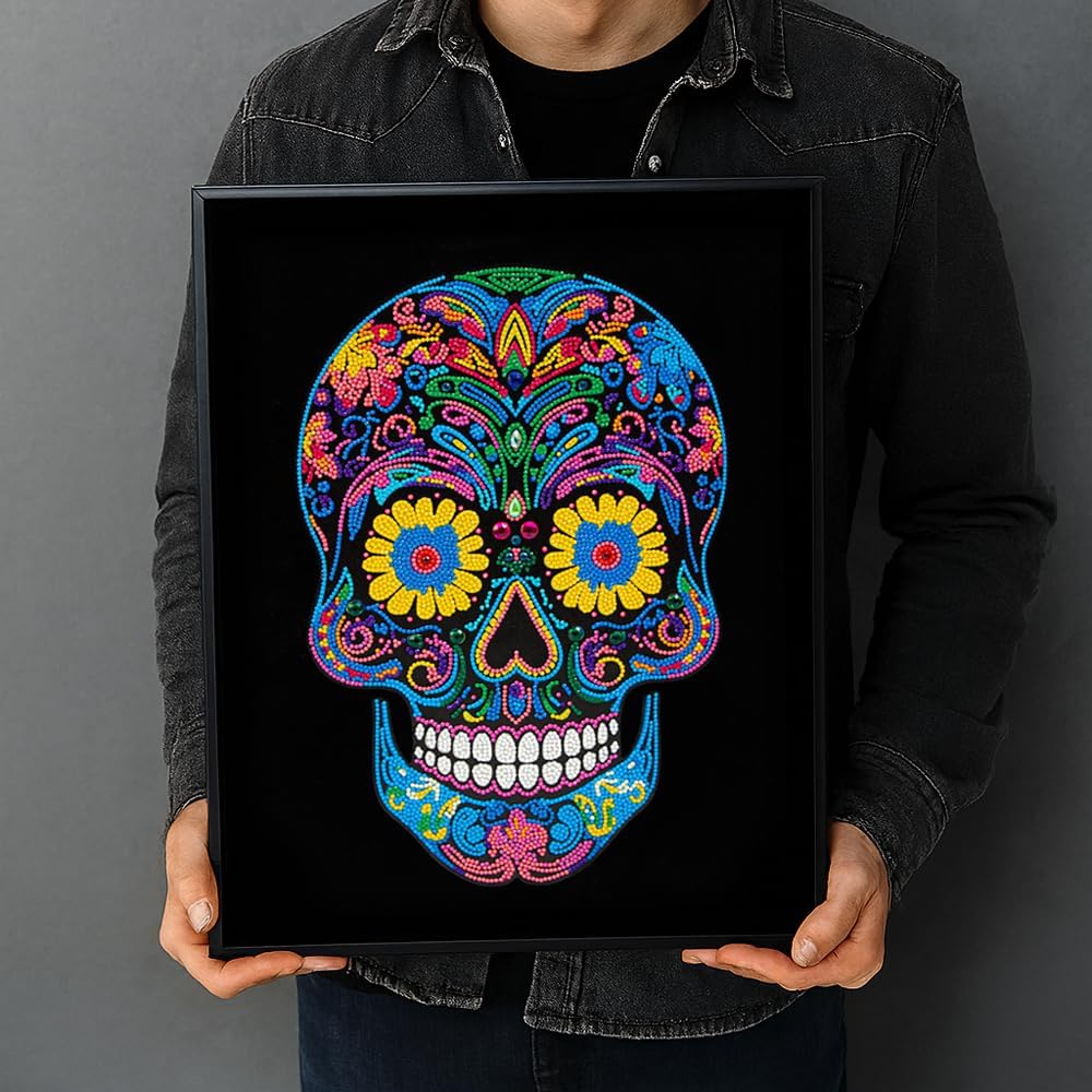 Diamond-Painting-Set Neon Totenkopf