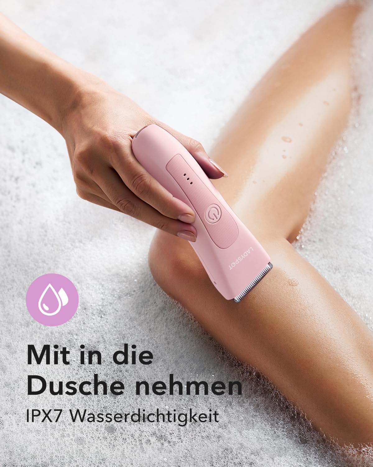 Intimrasierer mit drei Schutzvorrichtungen, Rosa