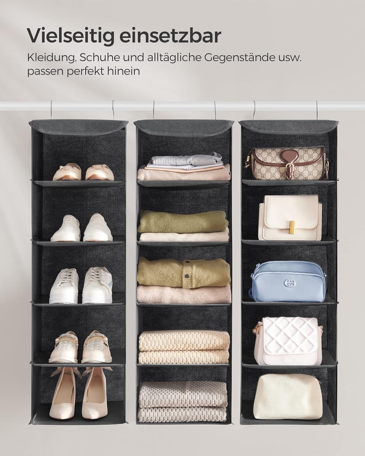 Alihan Hängeorganizer-Set faltbar (2 Stück), Grau 2