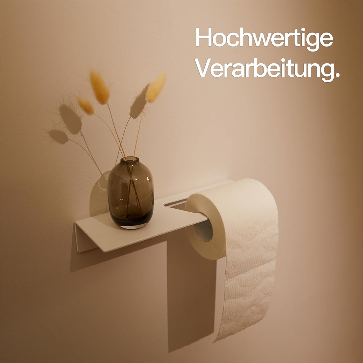 Toilettenpapierhalter zum Kleben mit Ablage, Mit Ablage Matt Weiss