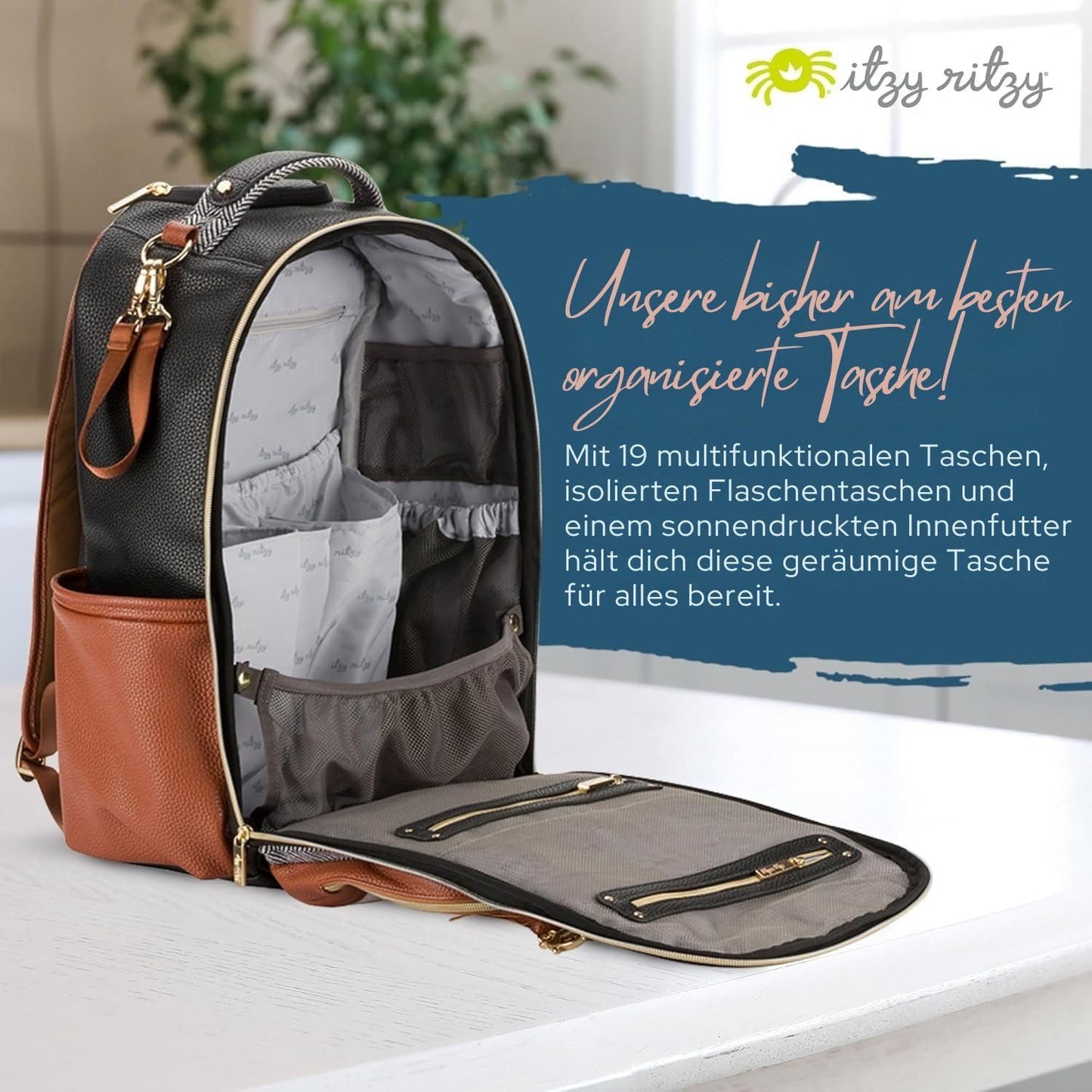 Wickelrucksack mit Laptopfach, Kaffee & Sahne