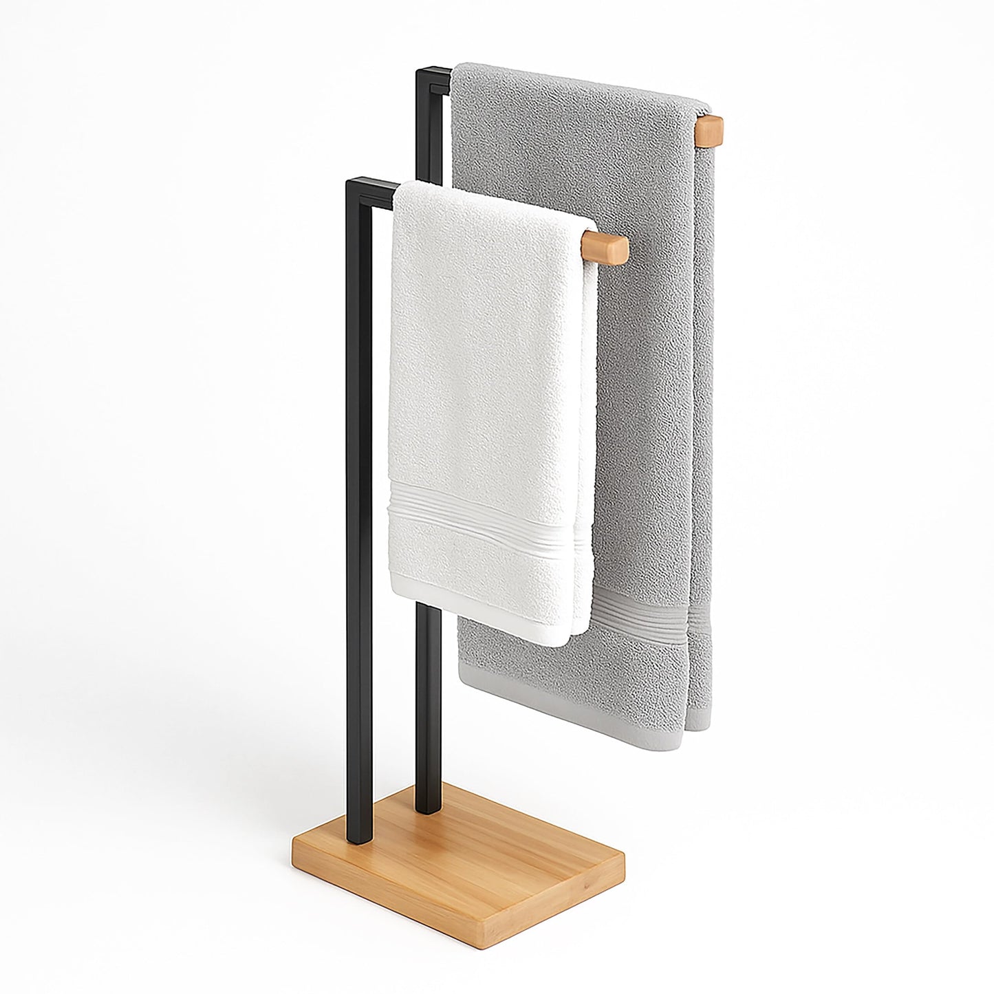 Handtuchhalter mit 2 Stangen aus Eisen & Bambus
