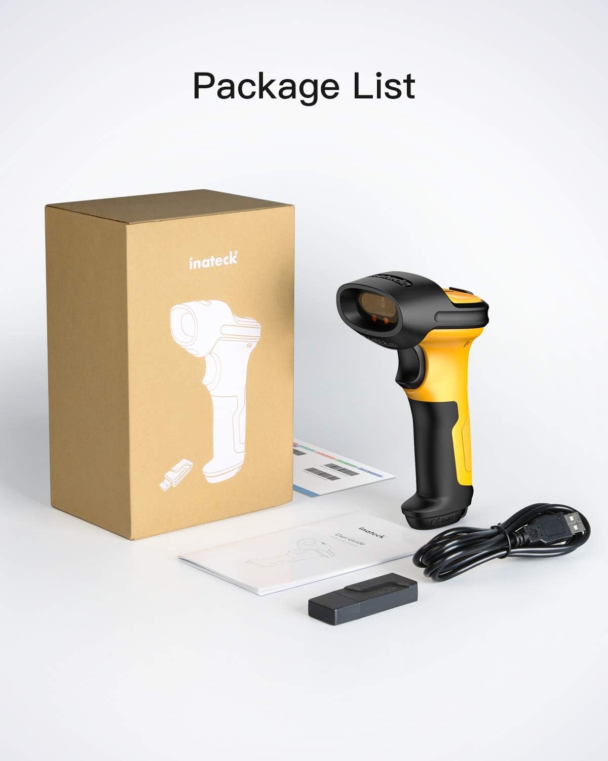 Pro 6 Barcode Scanner mit 60 m Reichweite, 1D, Gelb 1D Pro