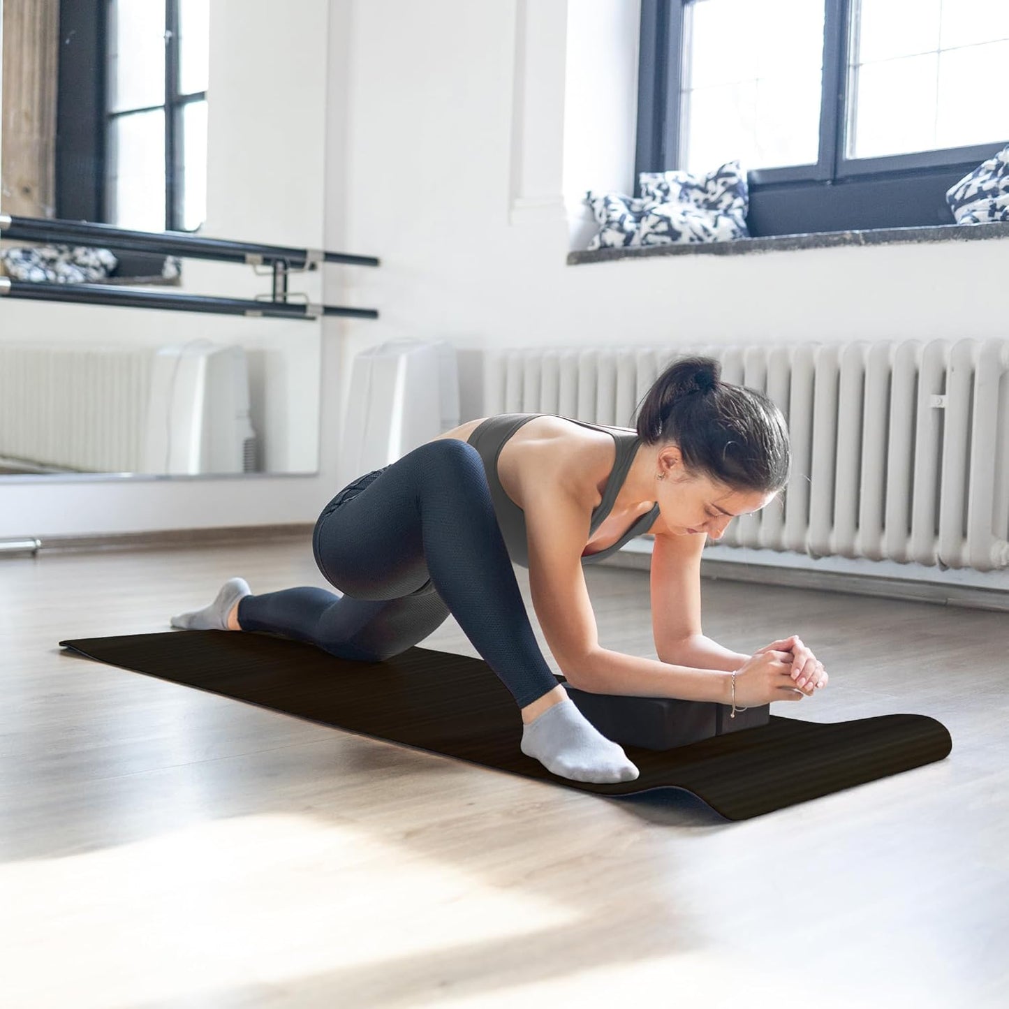 Yoga-Set mit Matte, Blöcken und Zubehör, Schwarz
