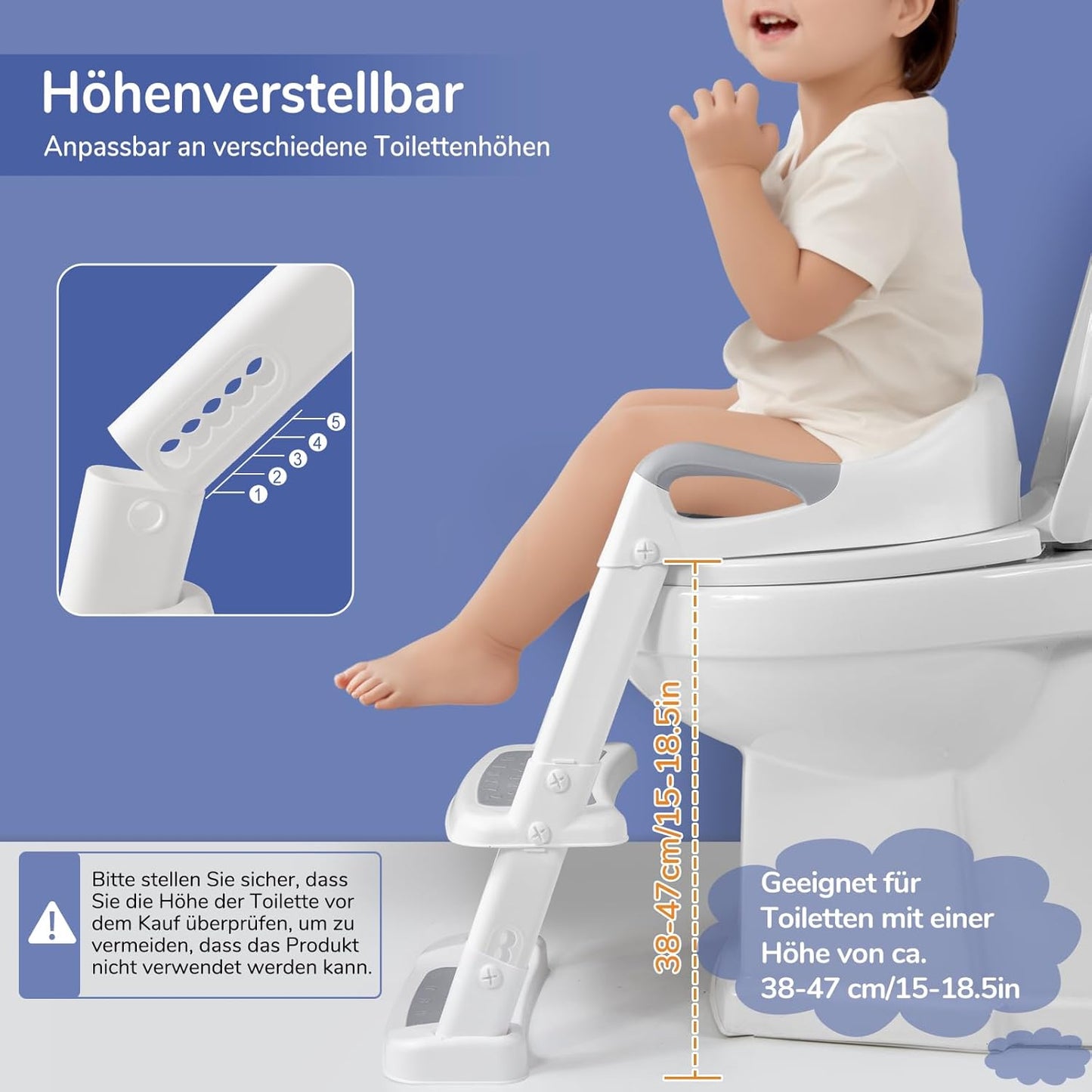 Toilettensitz mit Leiter, Grau