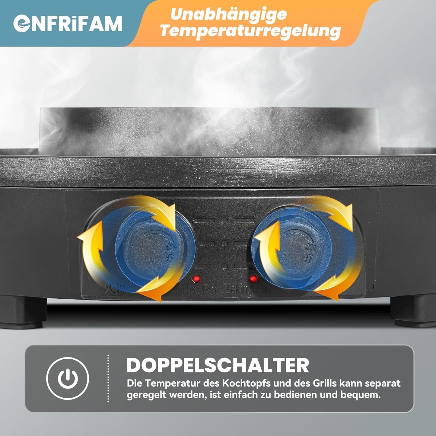 Hot Pot & Raclette Grill, Breite 39 cm - Hot Pot abnehmbar
