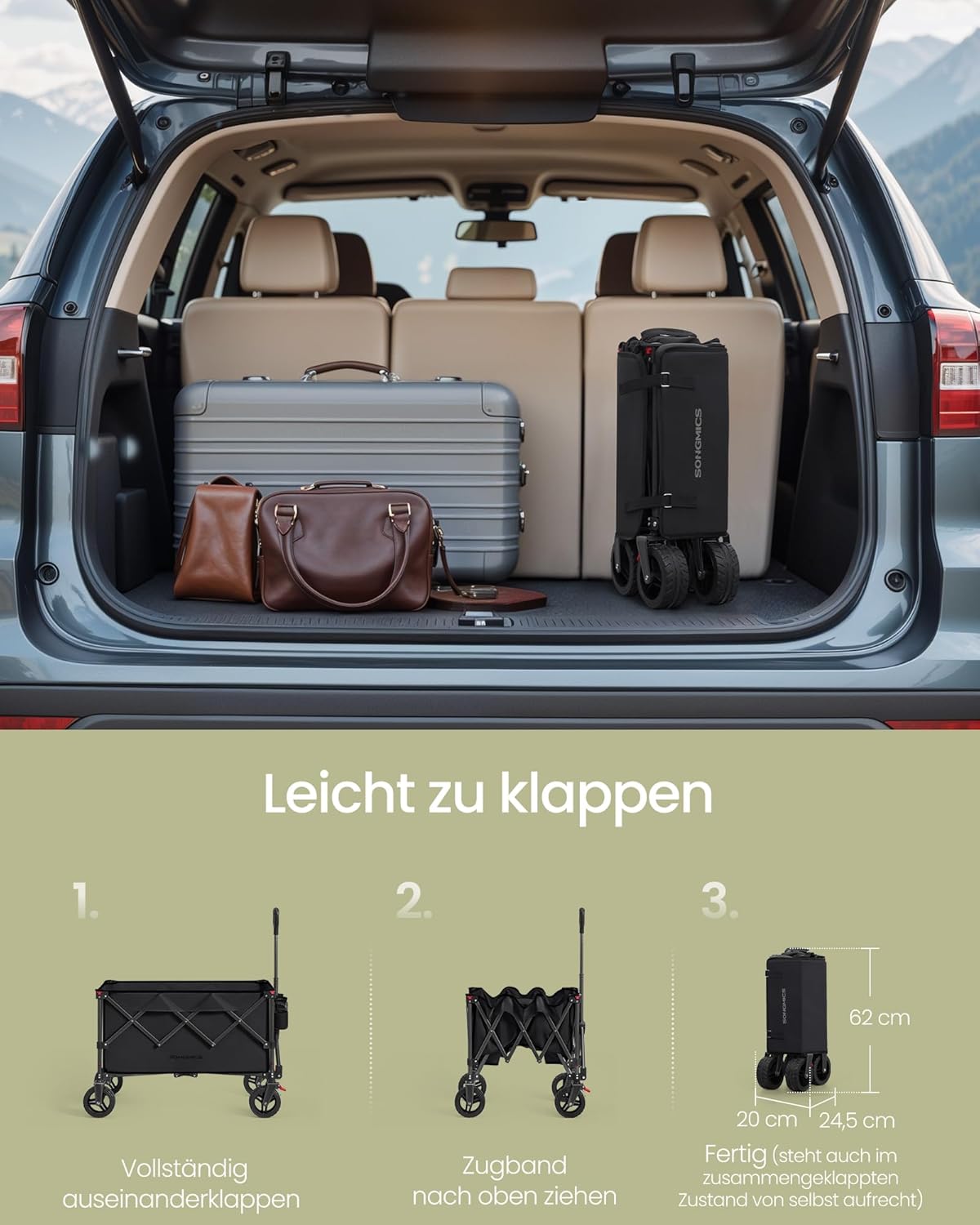 Faltbarer Handwagen, 150 L Tintenschwarz