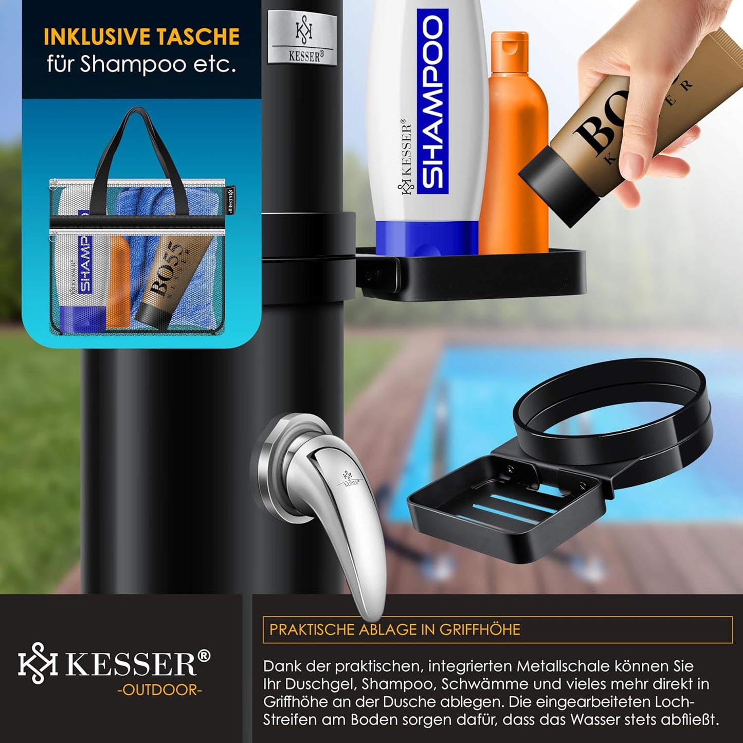 Solar Gartendusche, 35 Liter ; Schwarz