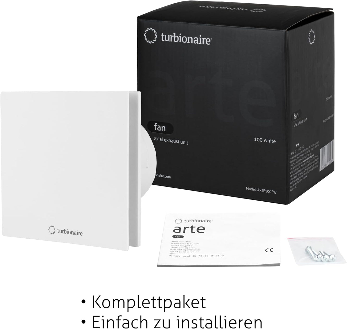 Arte 100 TW Badlüfter mit Timer & Rücklaufsperre, 100 mm Mattweißer Timer