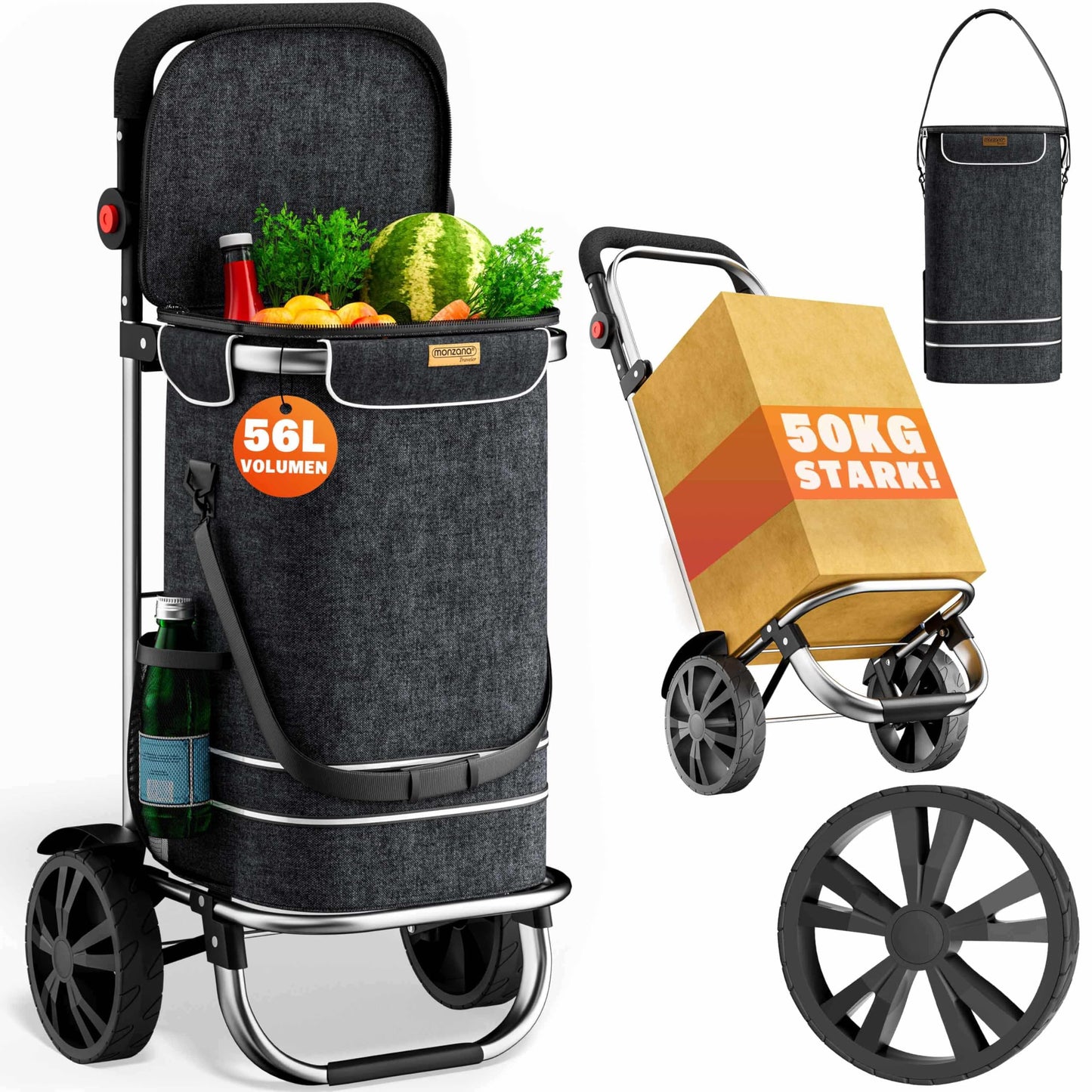 3in1 Einkaufstrolley, Schwarz