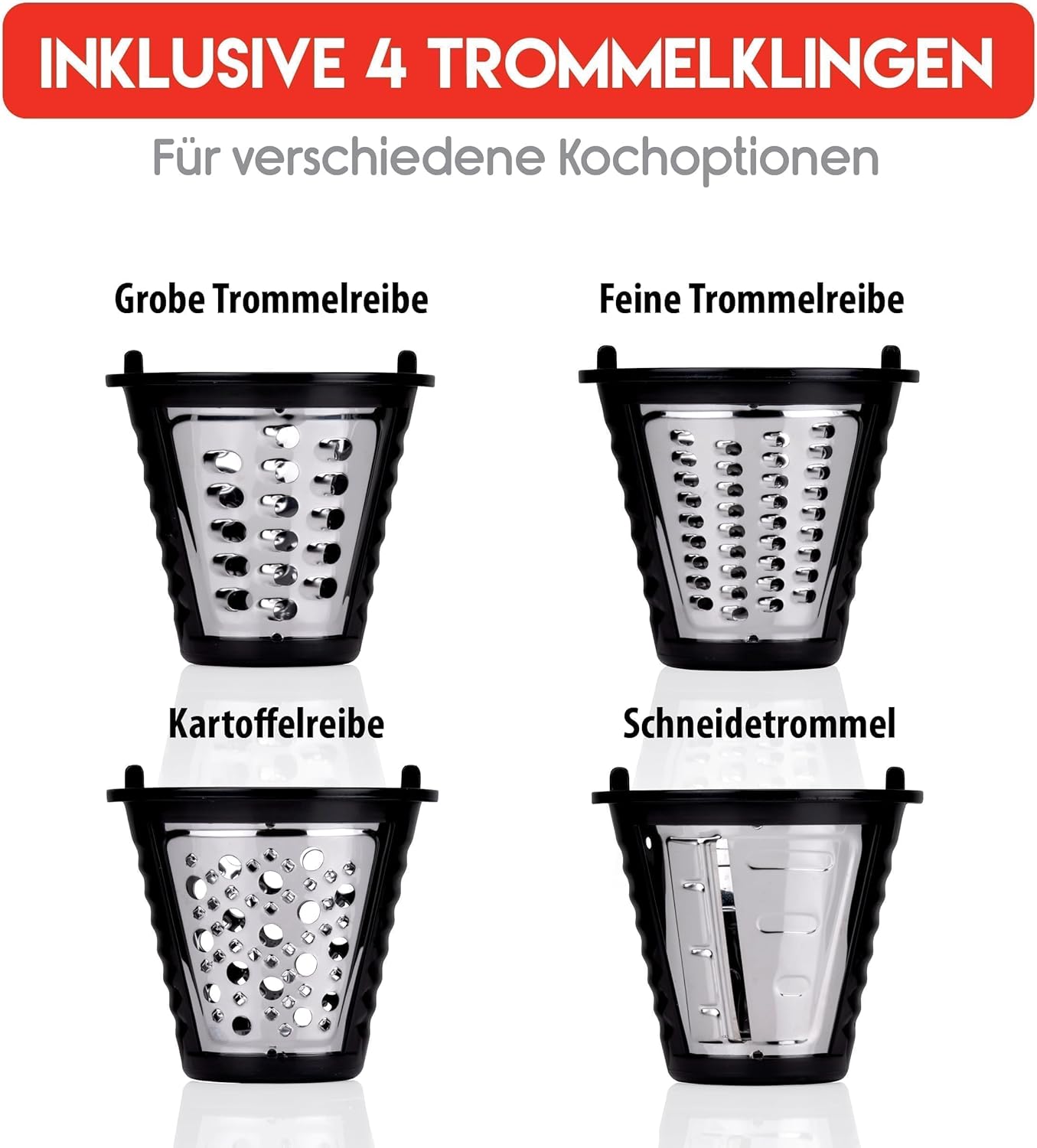 Elektrische Multifunktions-Gemüsereibe mit 4 Messern