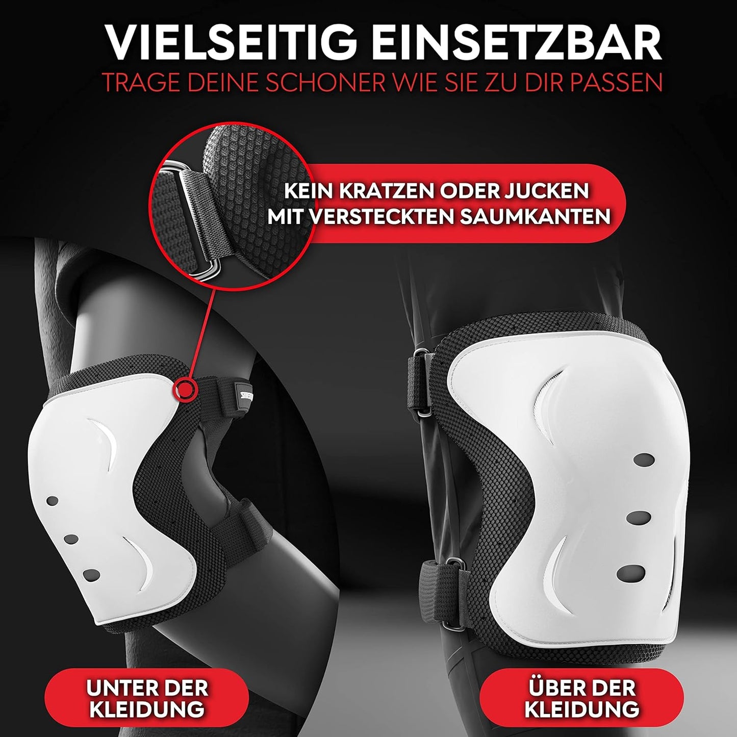 6-teiliges Skate Protektoren Set für Kinder & Jugendliche, S - Kinder & Jugendliche Weiss