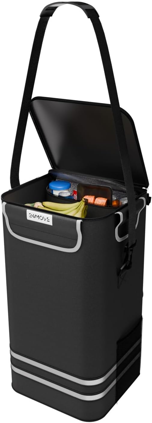 Klappbarer Einkaufstrolley mit Kühlfach, Normalrad Schwarz